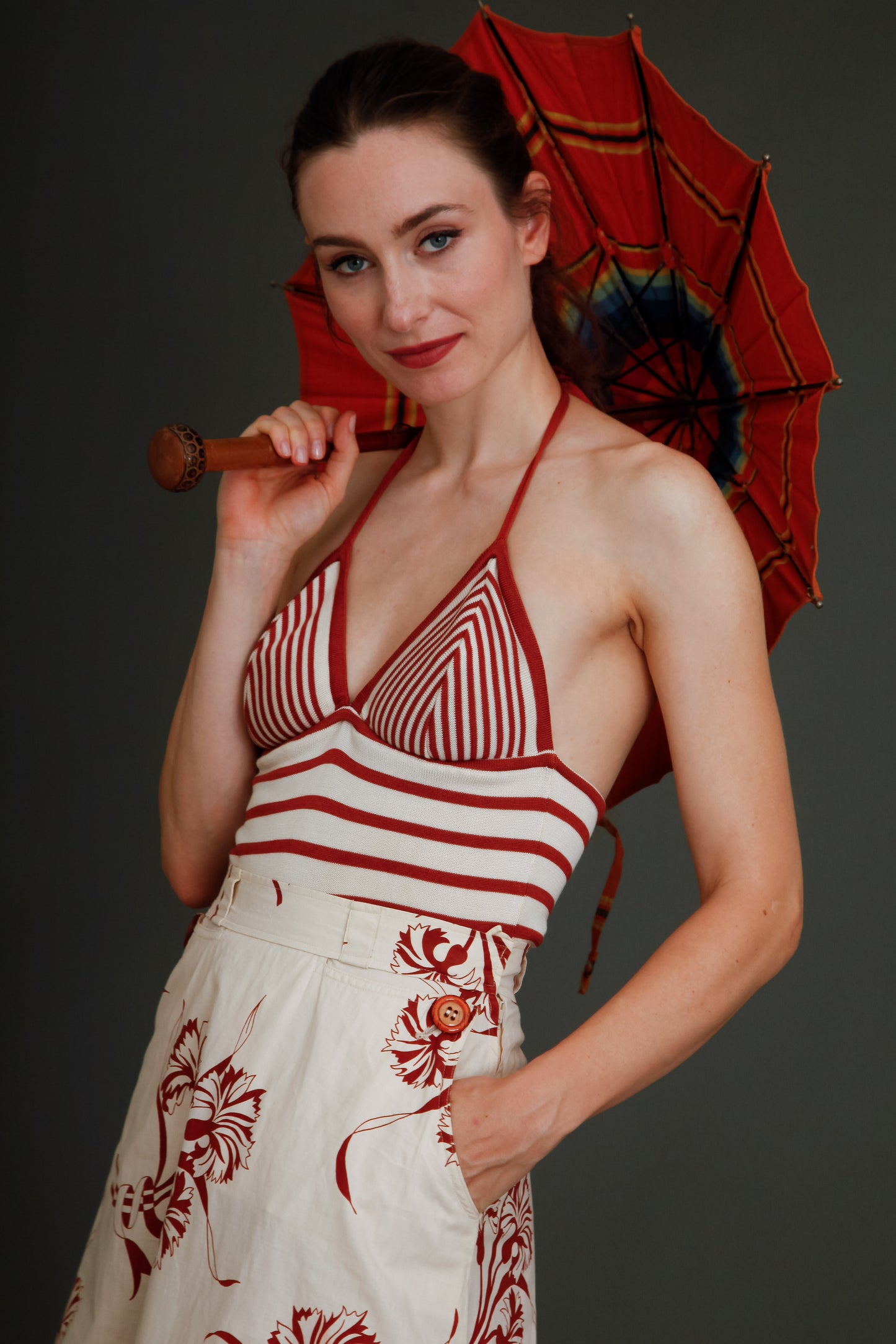 70s Does 30s Skirt and Halter Top Ensemble