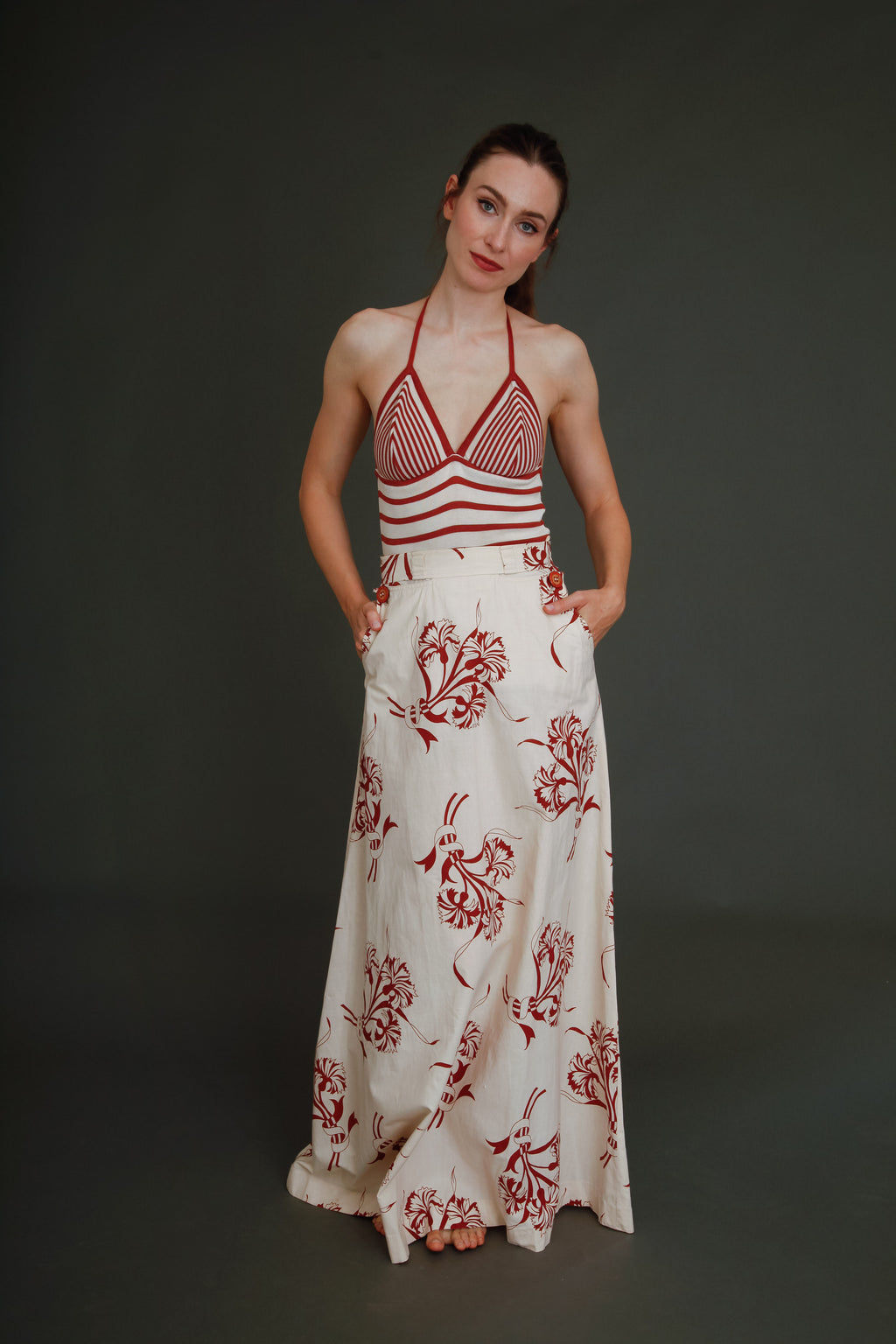70s Does 30s Skirt and Halter Top Ensemble