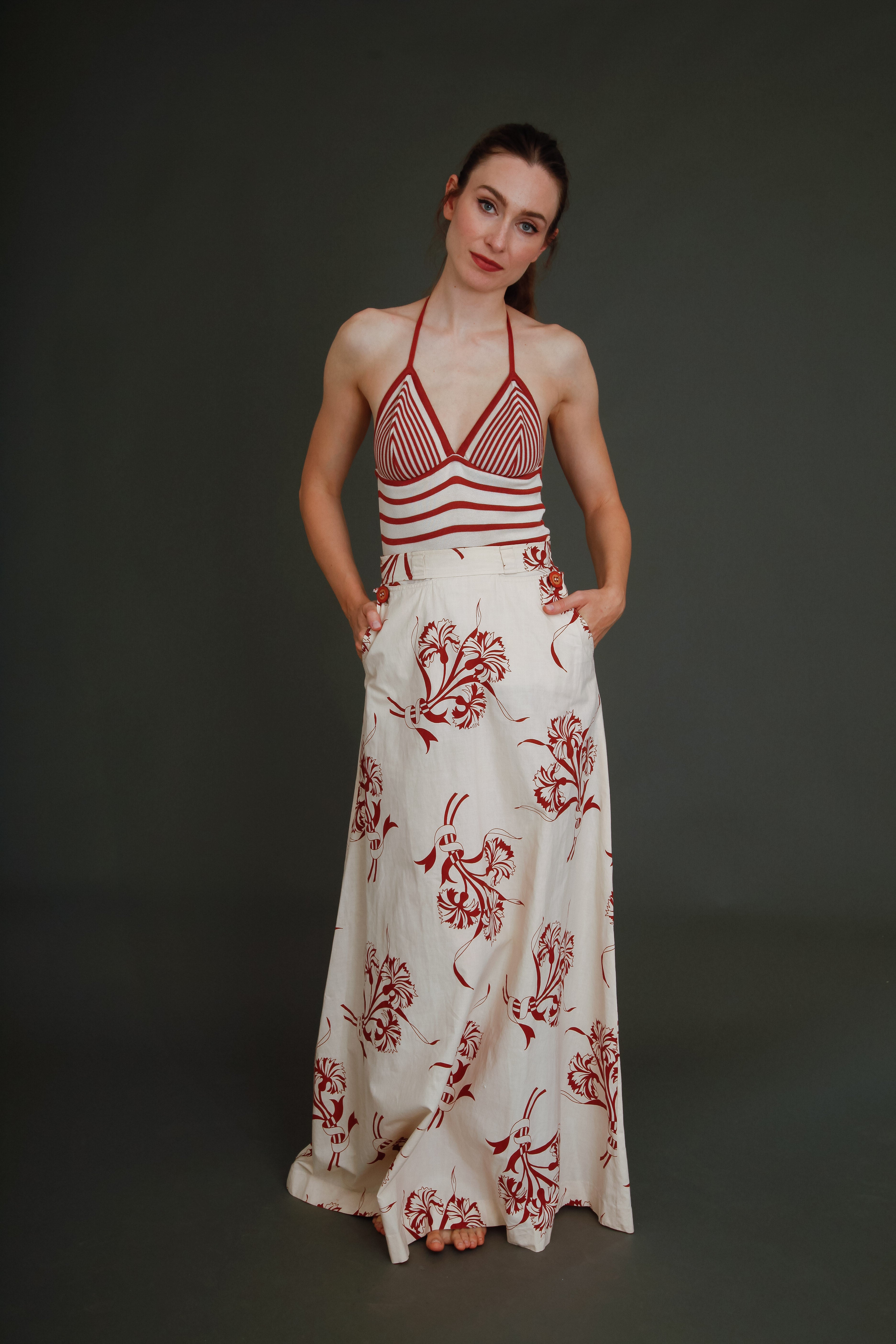 70s Does 30s Skirt and Halter Top Ensemble