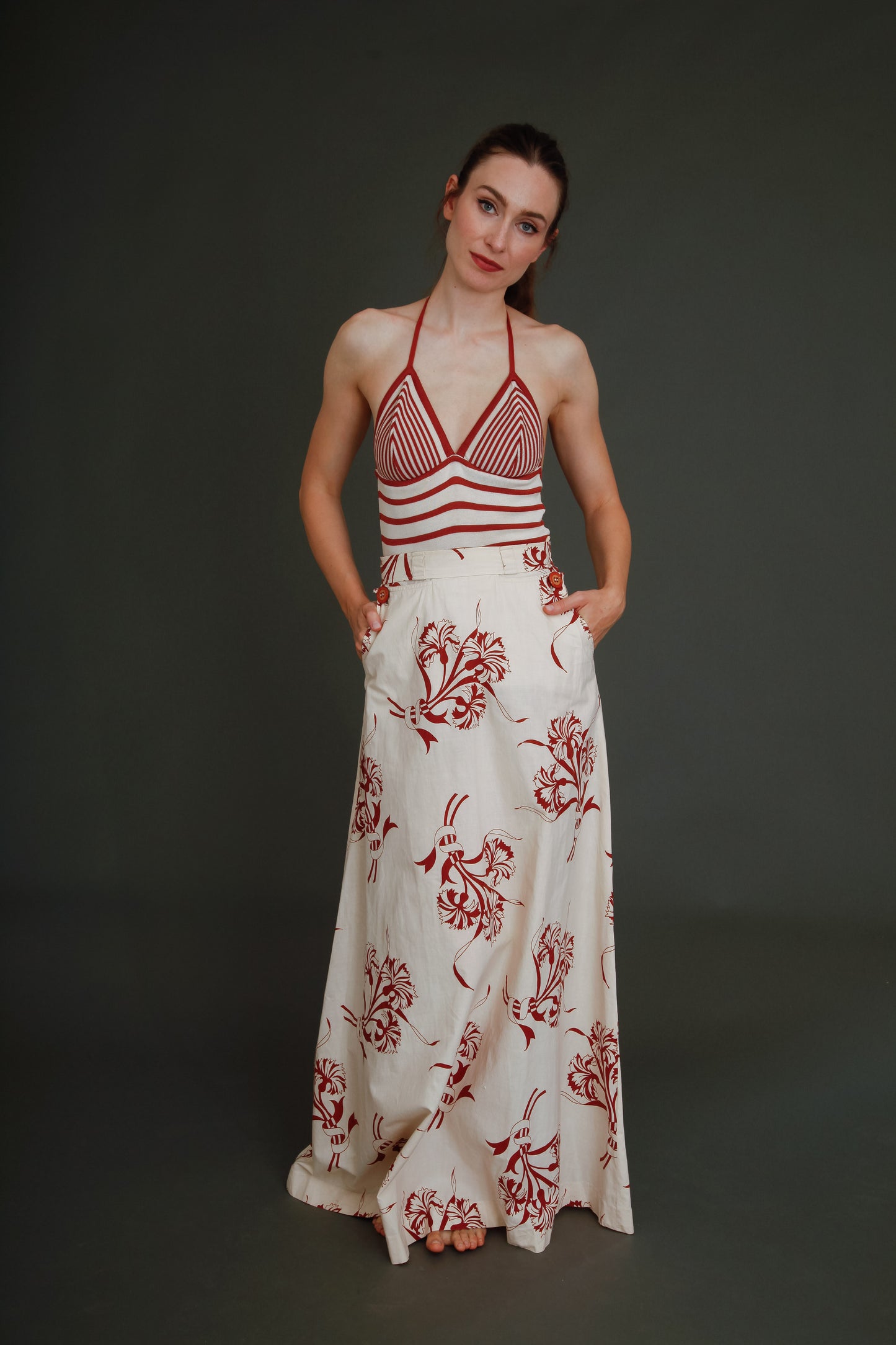 70s Does 30s Skirt and Halter Top Ensemble