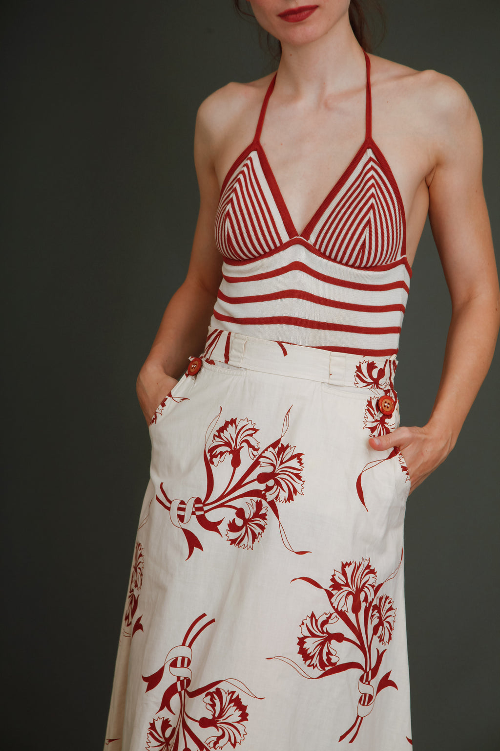 70s Does 30s Skirt and Halter Top Ensemble