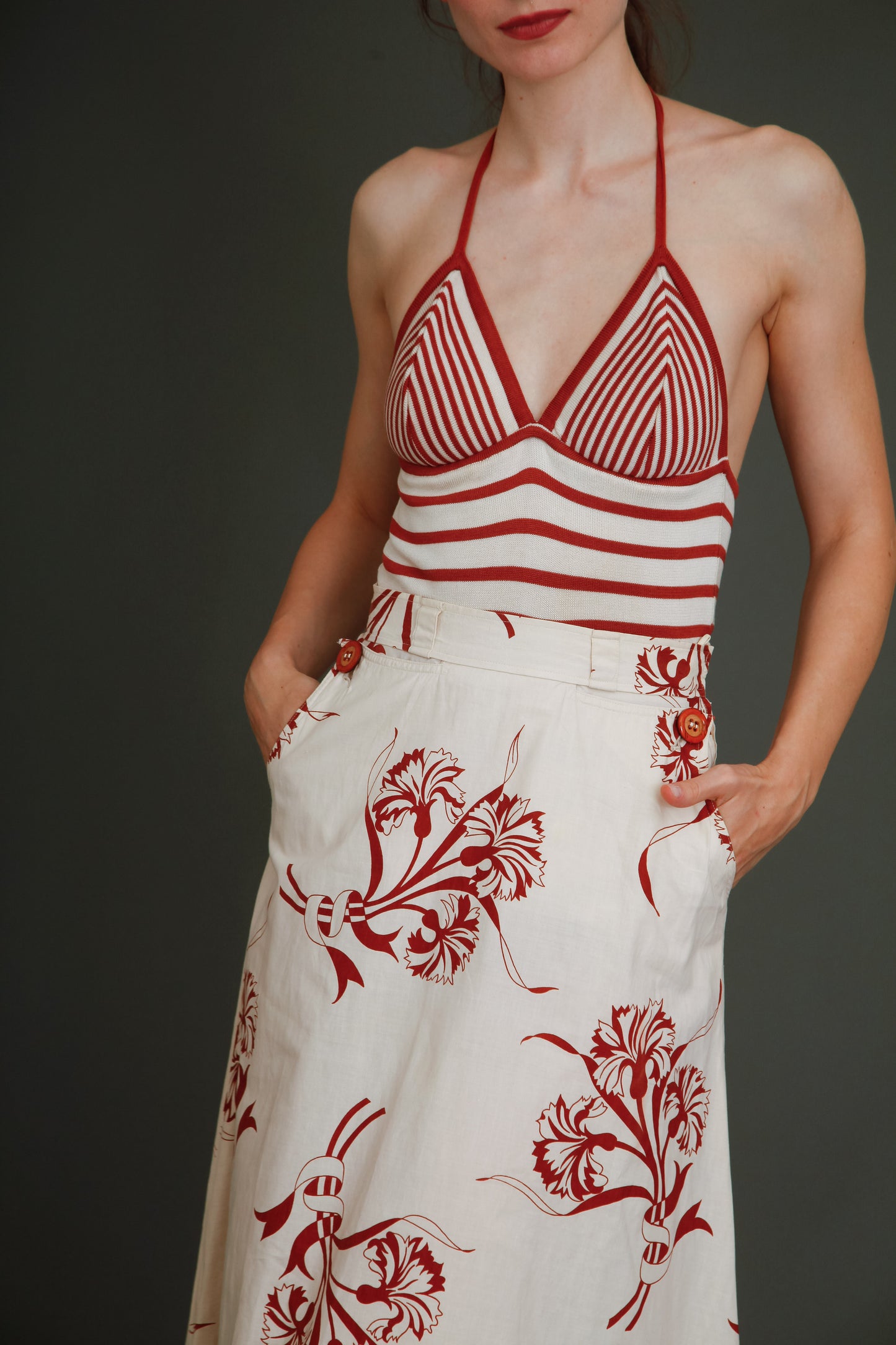70s Does 30s Skirt and Halter Top Ensemble