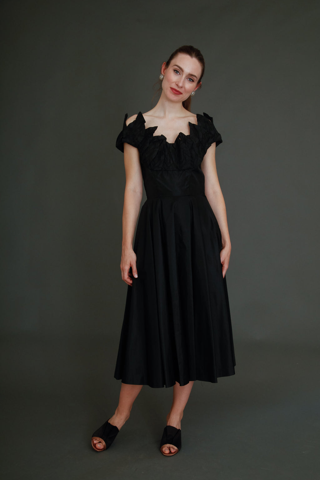 1950 Stunning Ceil Chapman Black Faille Cocktail Dress