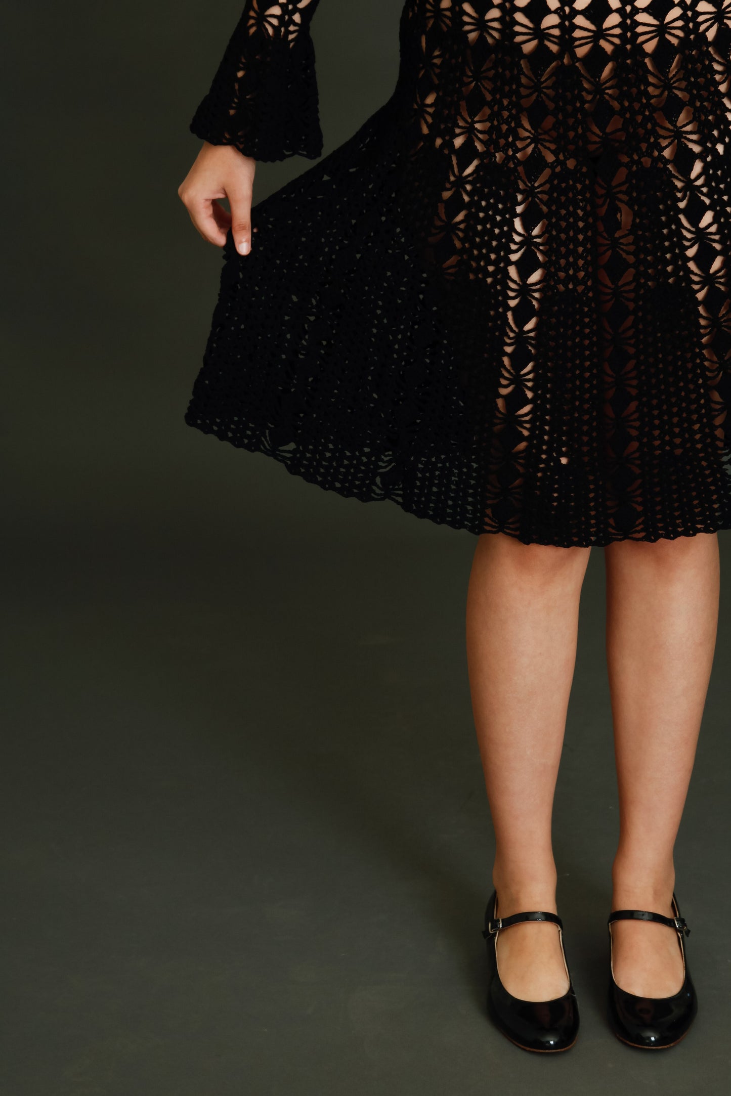 1970 Black Crochet Dress