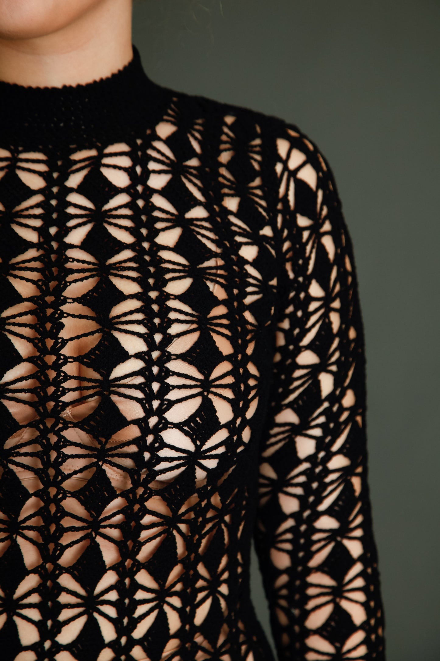 1970 Black Crochet Dress