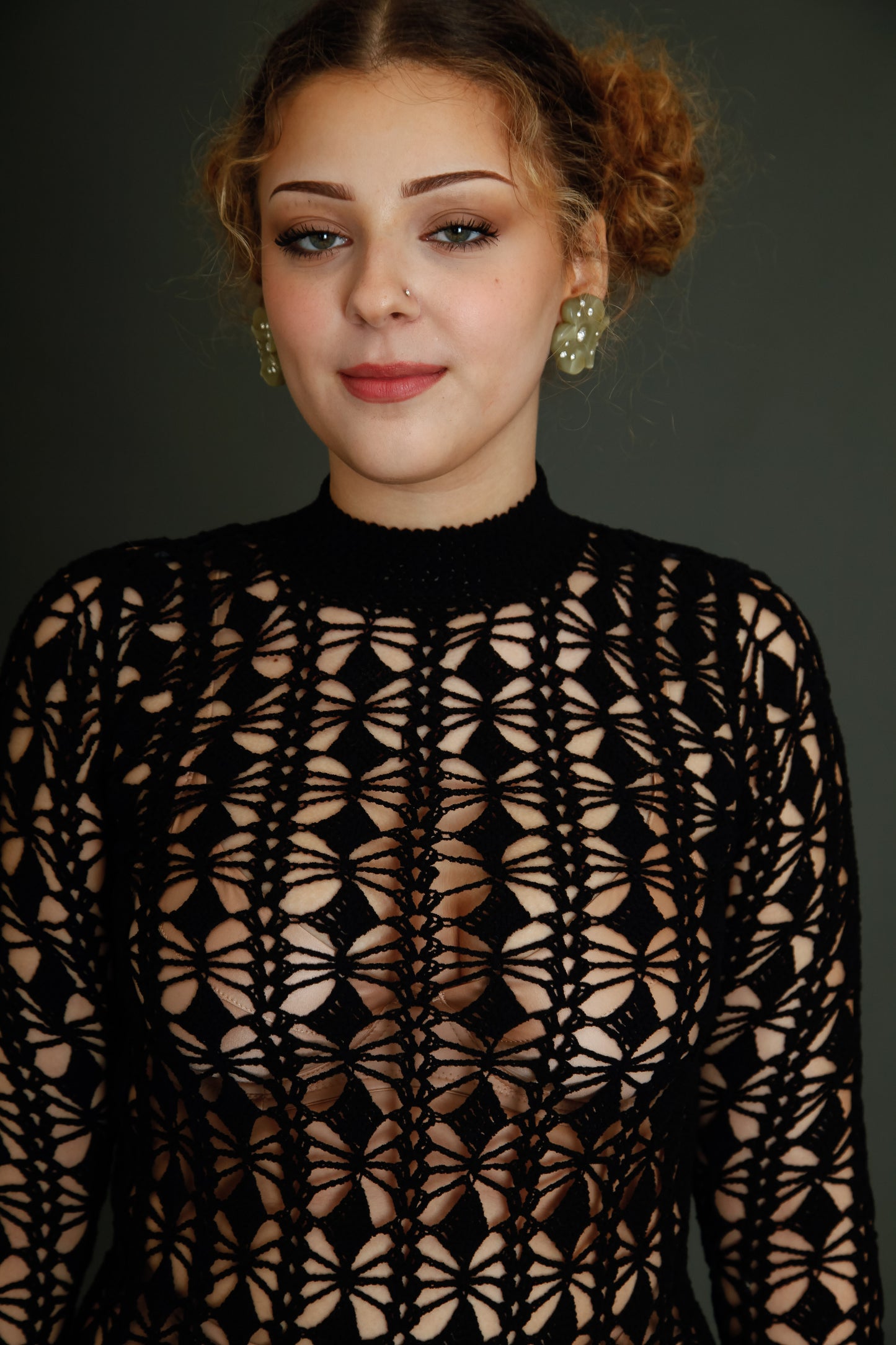 1970 Black Crochet Dress