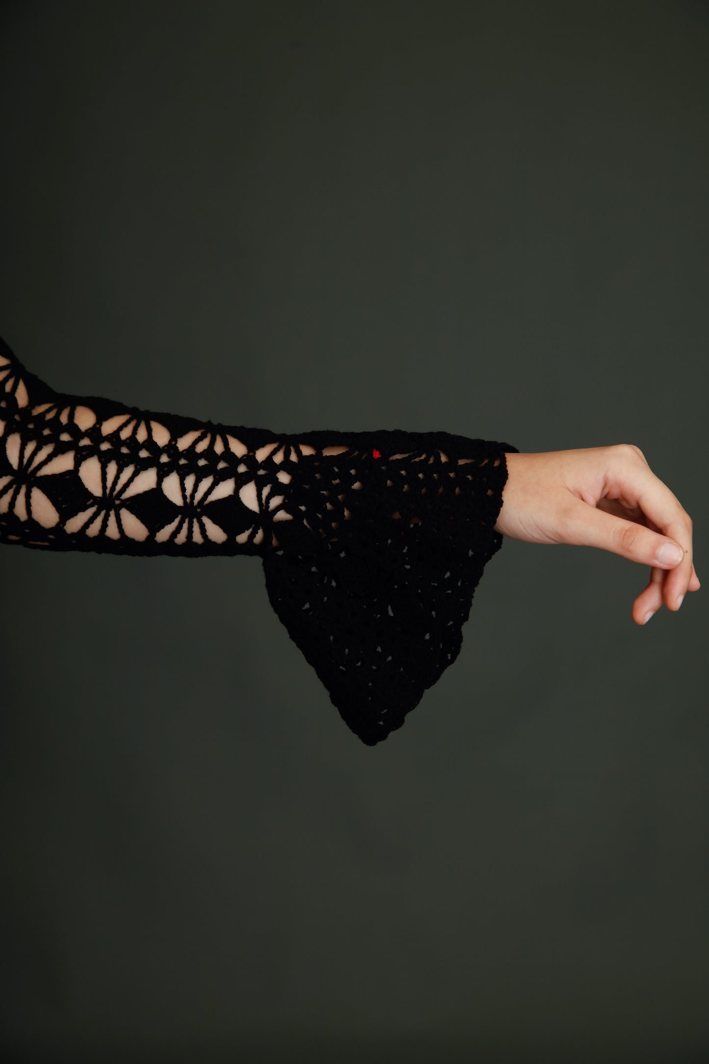 1970 Black Crochet Dress