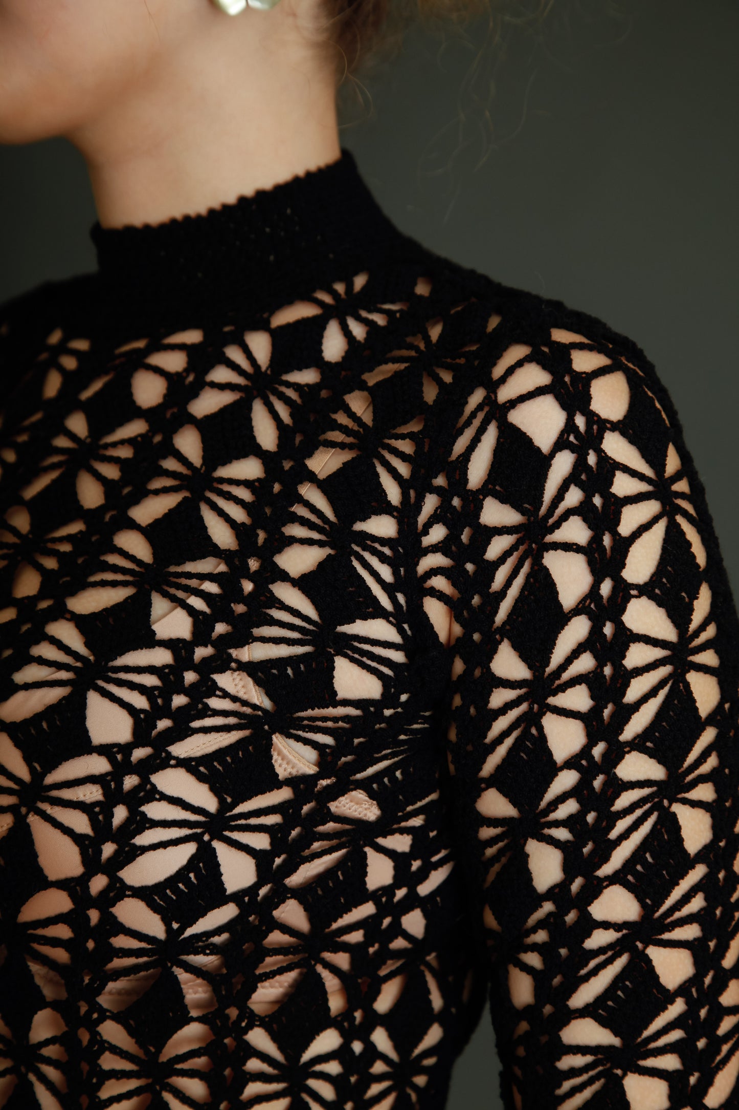 1970 Black Crochet Dress