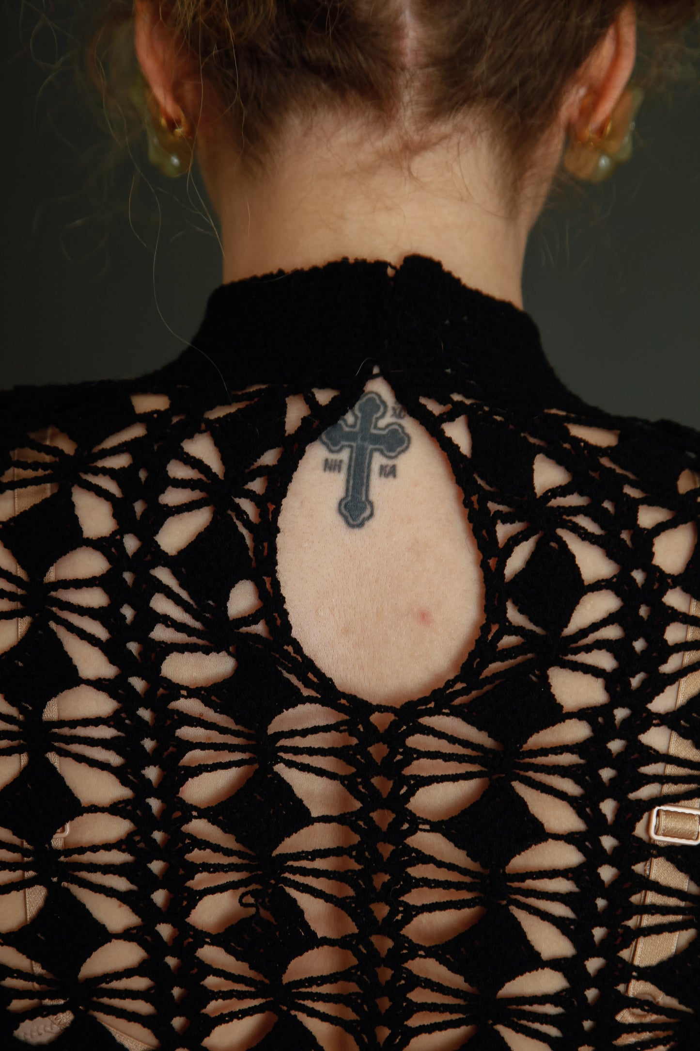 1970 Black Crochet Dress
