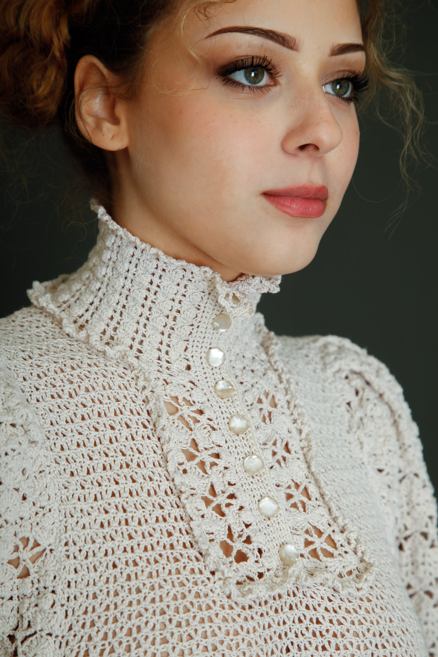 1970 Crochet Victorian Style Blouse or Mini Dress