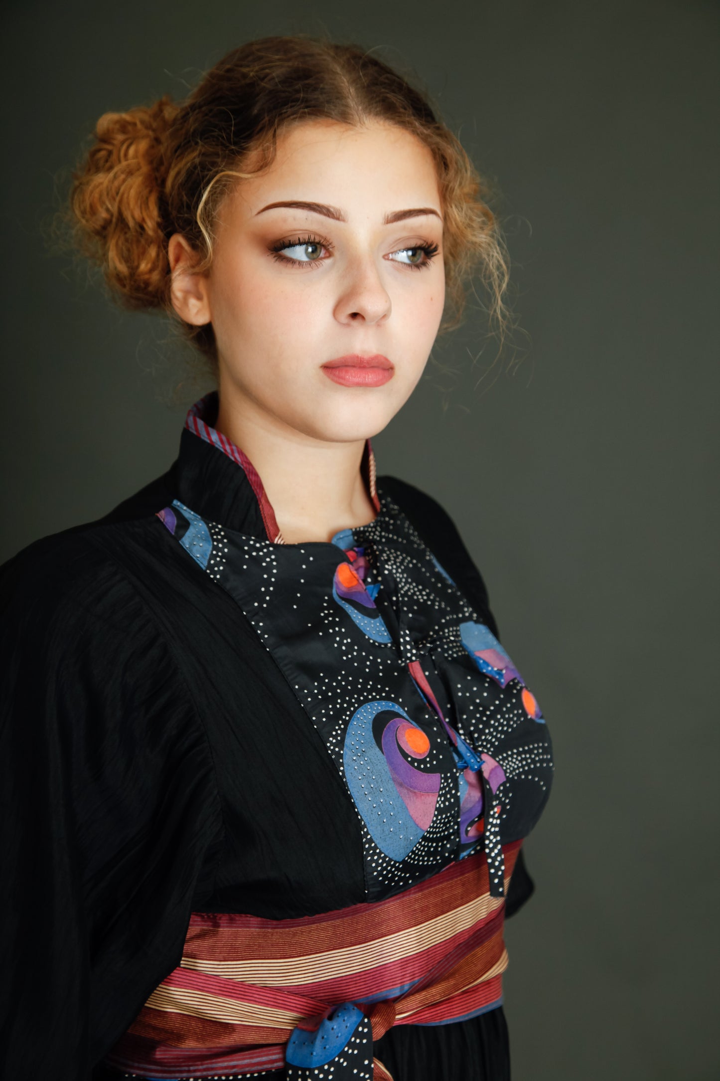 1970 Black Boho Dress with Details