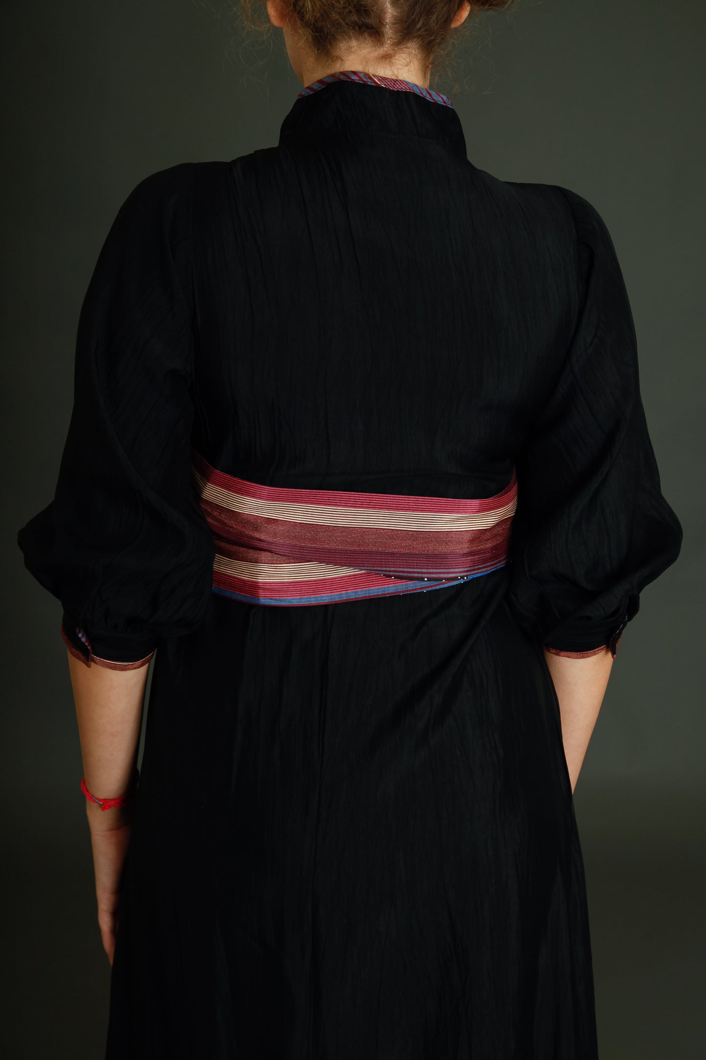 1970 Black Boho Dress with Details