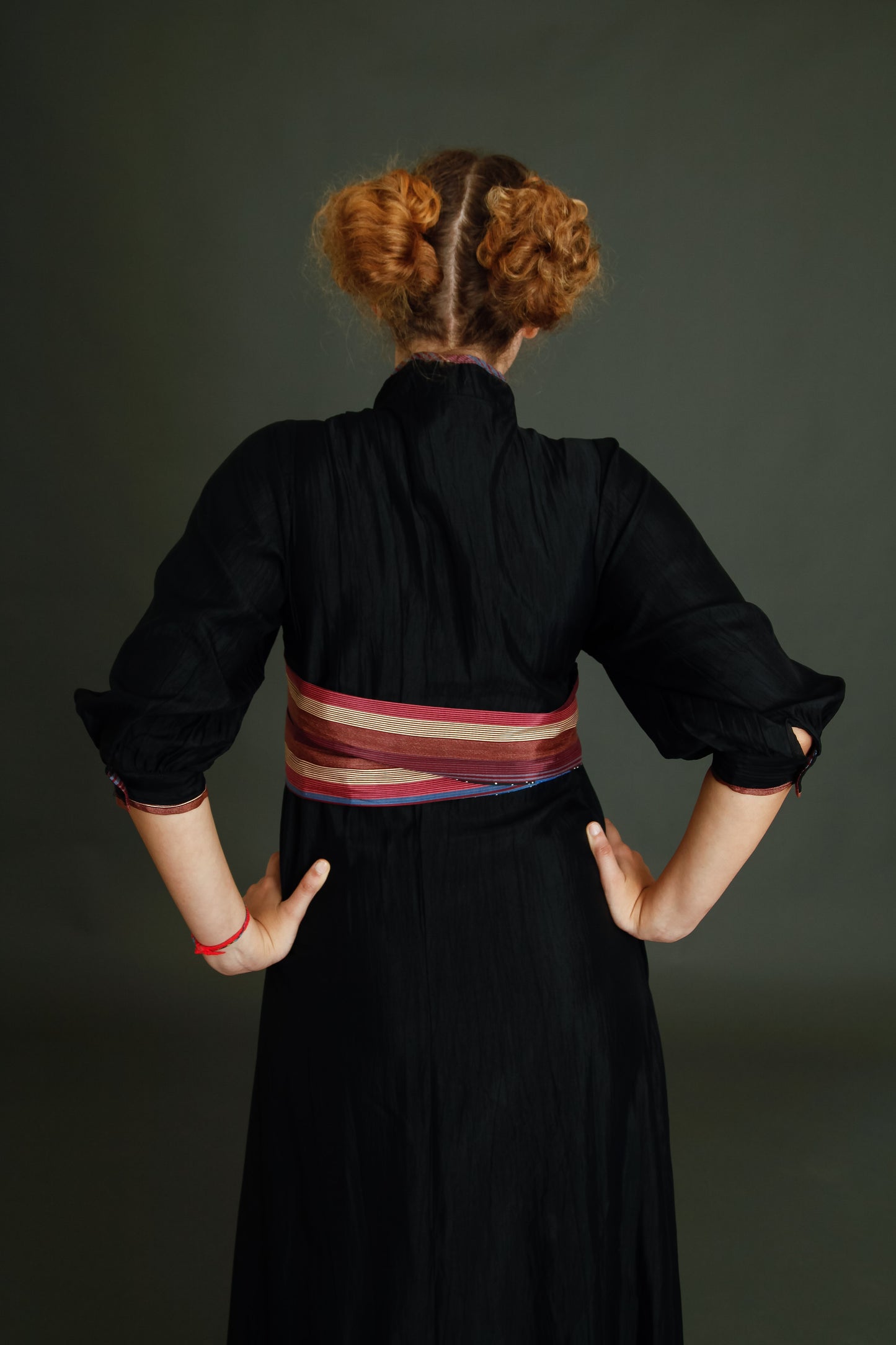 1970 Black Boho Dress with Details