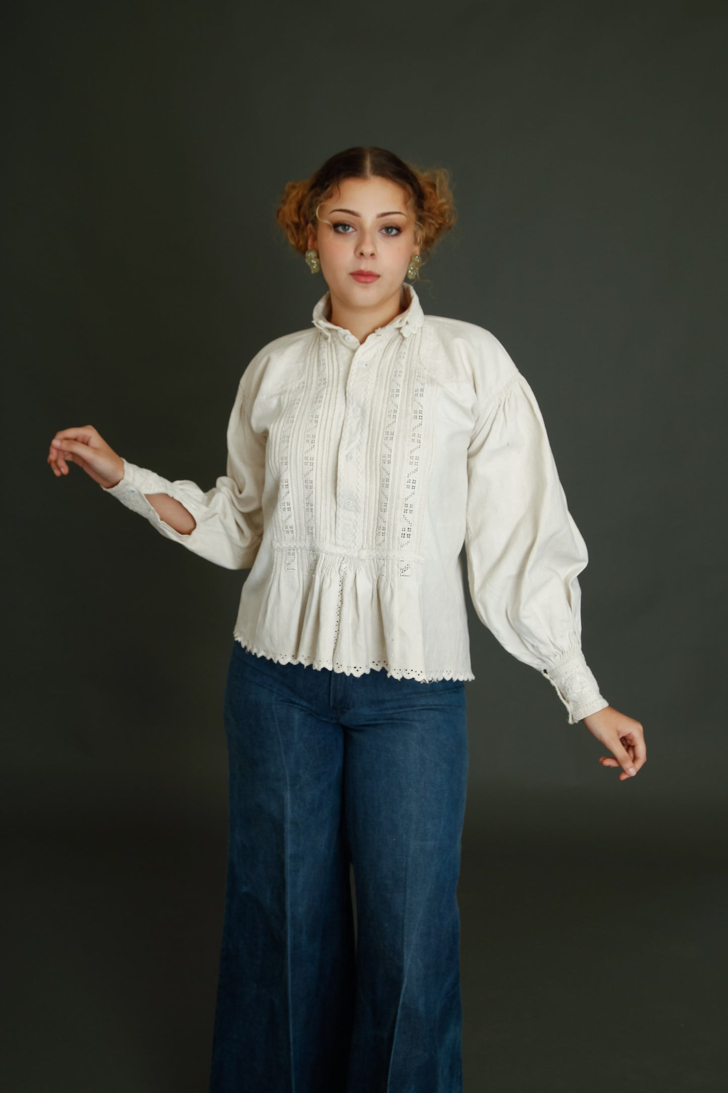 1930 Romanian Embroidered Folk Blouse