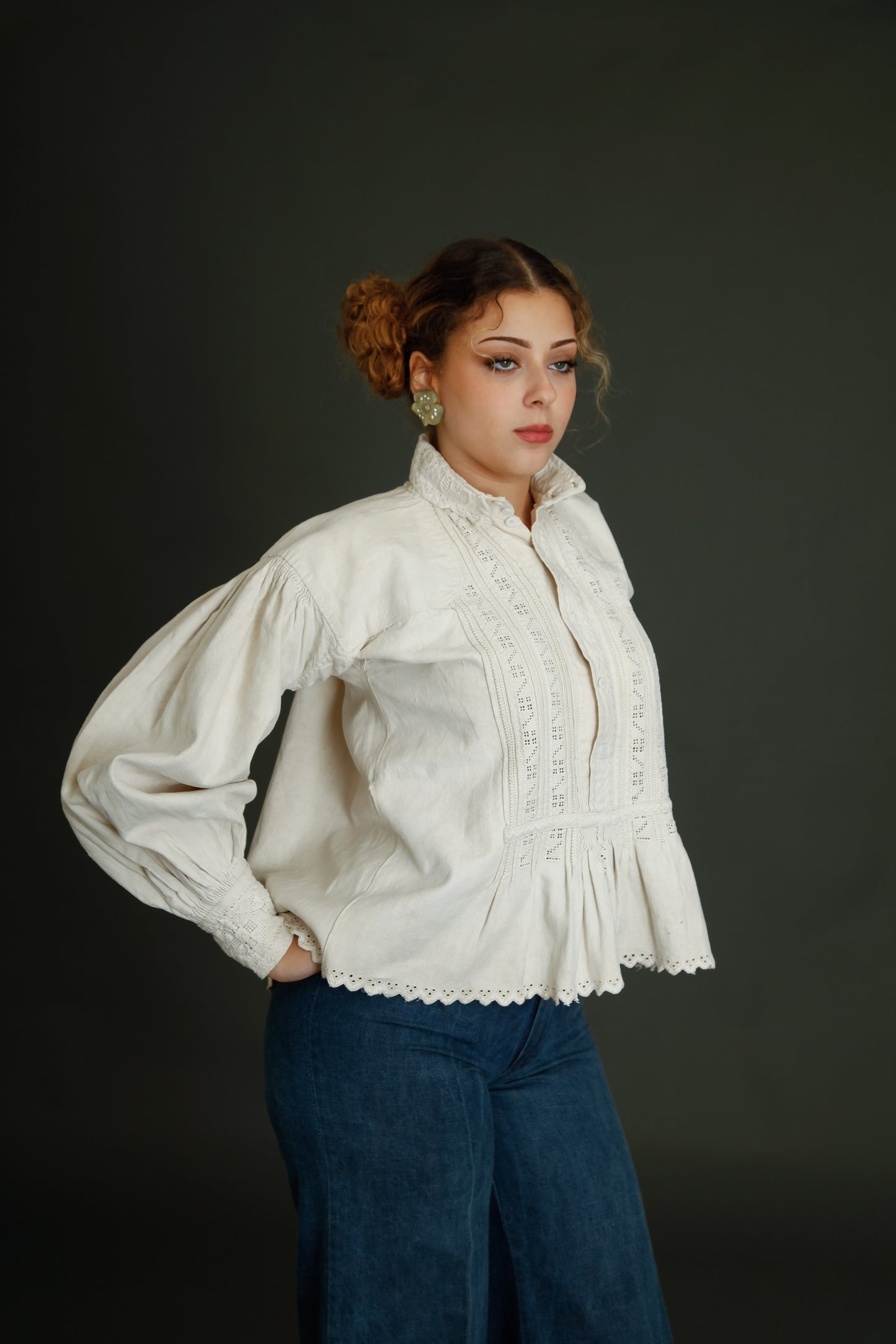 1930 Romanian Embroidered Folk Blouse
