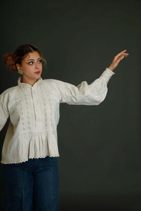1930 Romanian Embroidered Folk Blouse