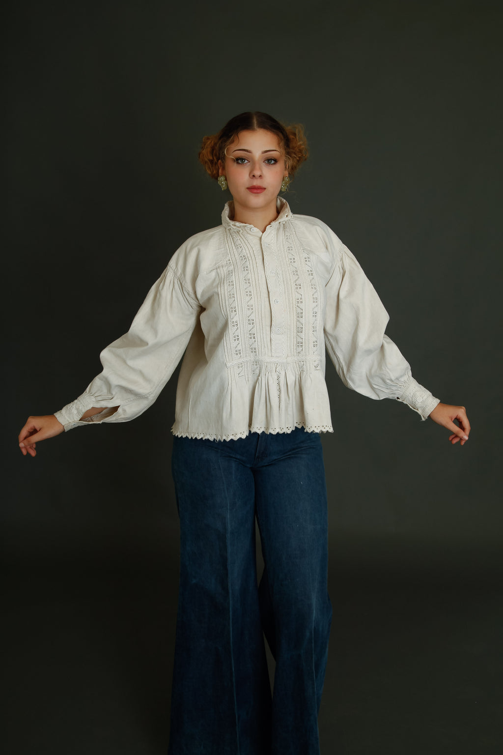 1930 Romanian Embroidered Folk Blouse