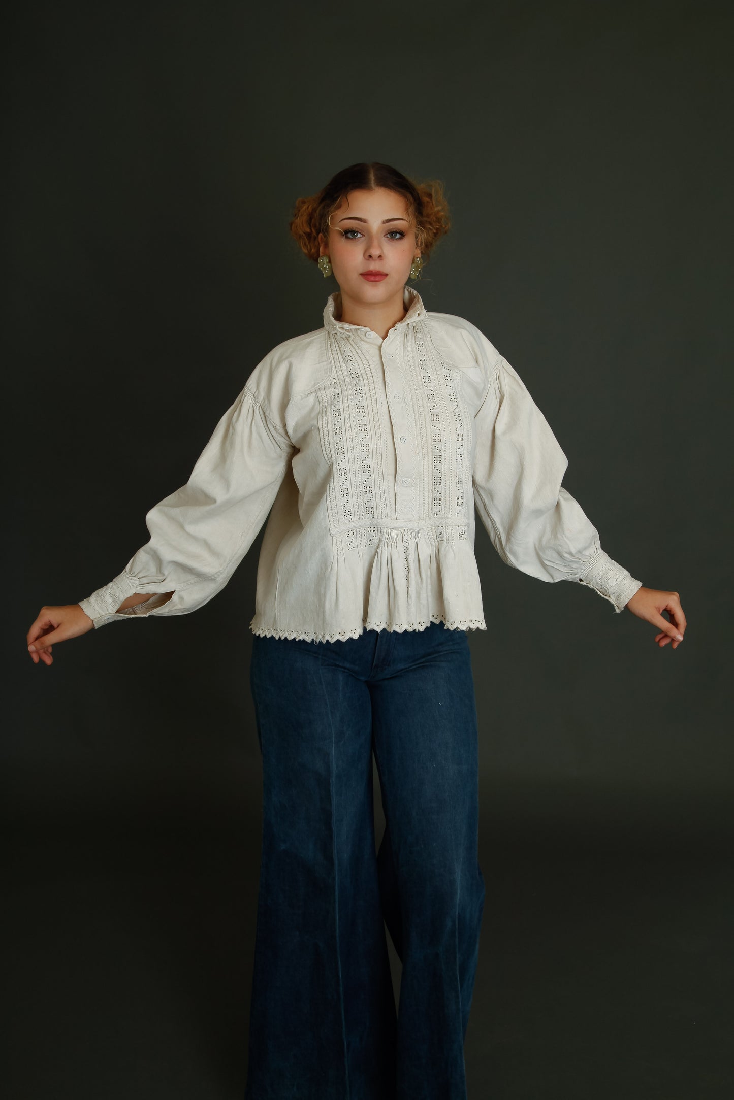 1930 Romanian Embroidered Folk Blouse