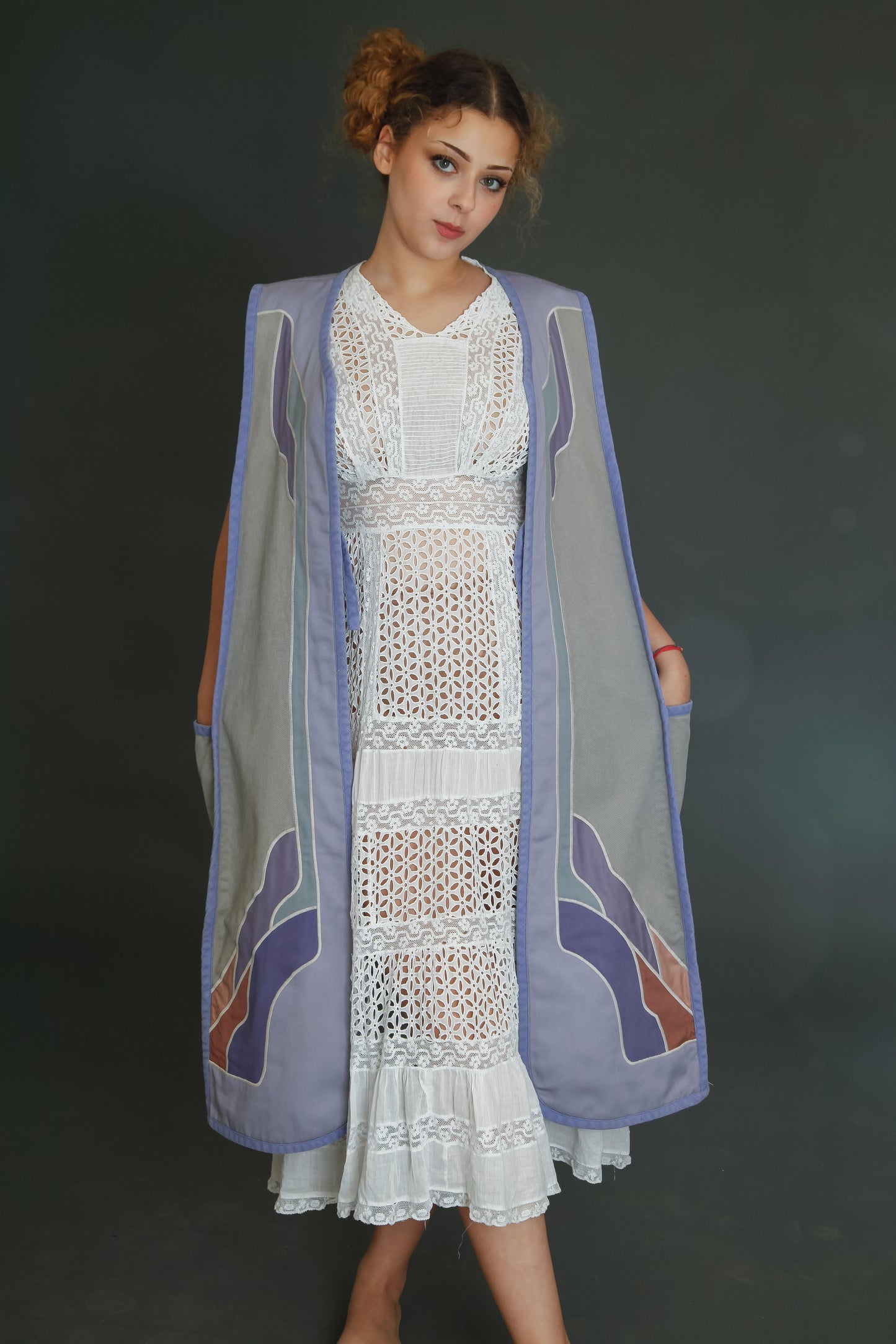 1970 Cotton Long Folk Vest
