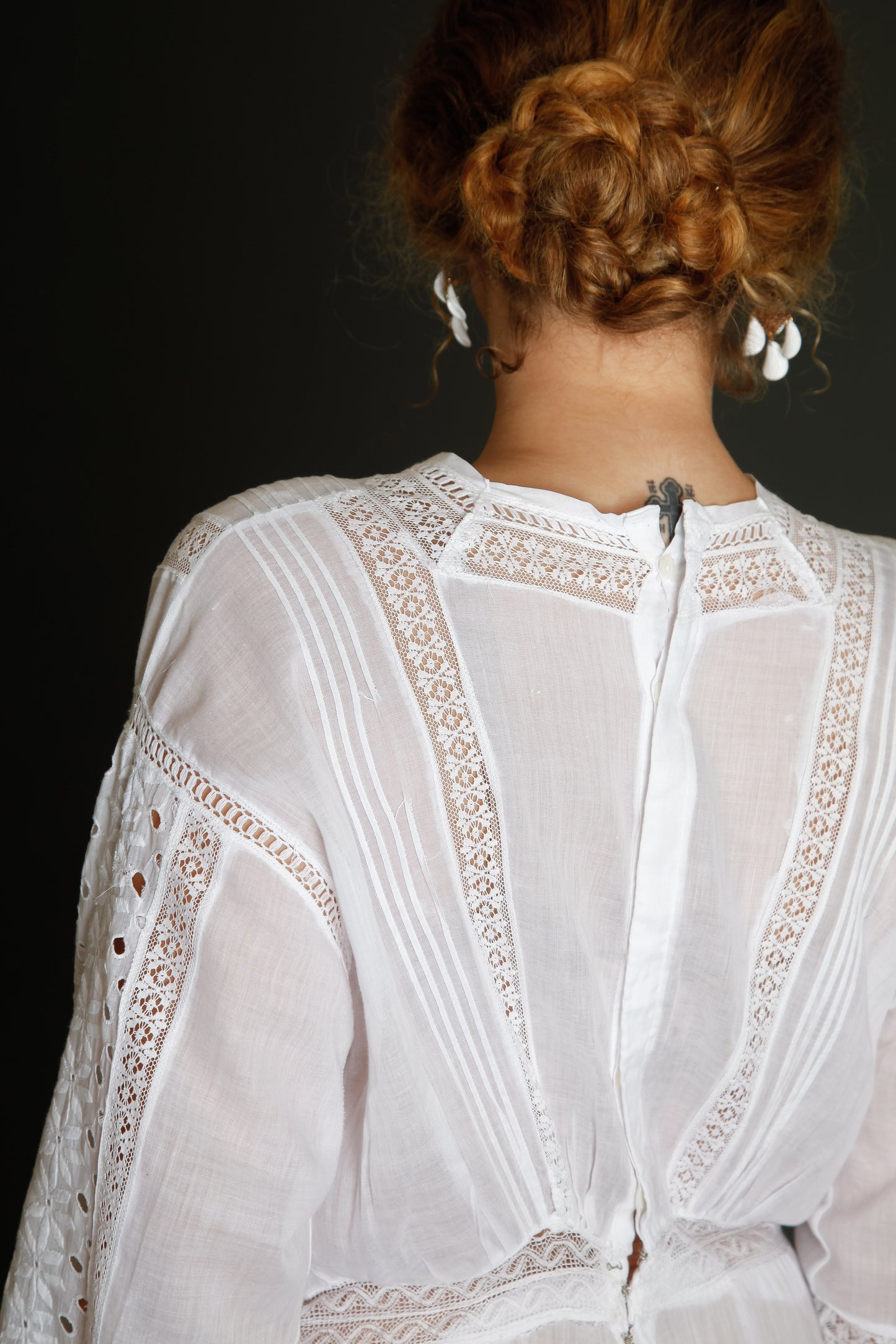 Edwardian Floral Embroidered Dress with Cutout Details