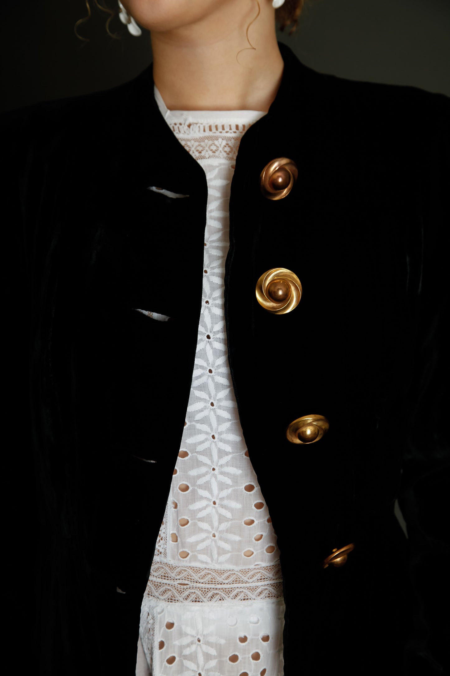 1940 Black Silk Velvet Long Evening Coat