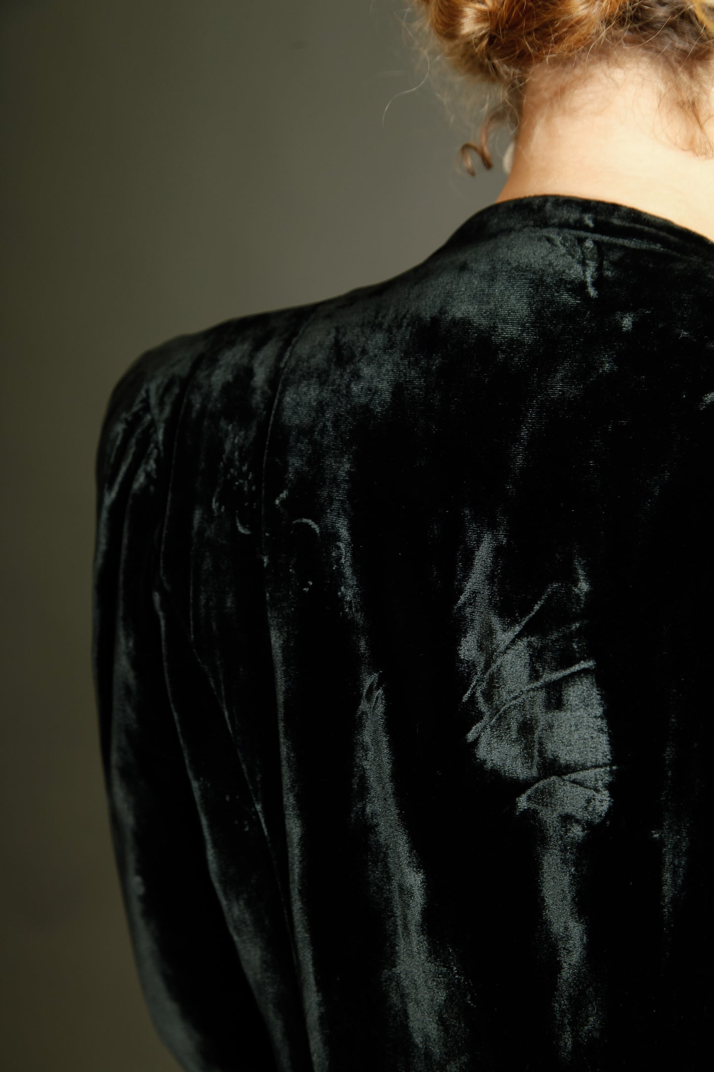 1940 Black Silk Velvet Long Evening Coat