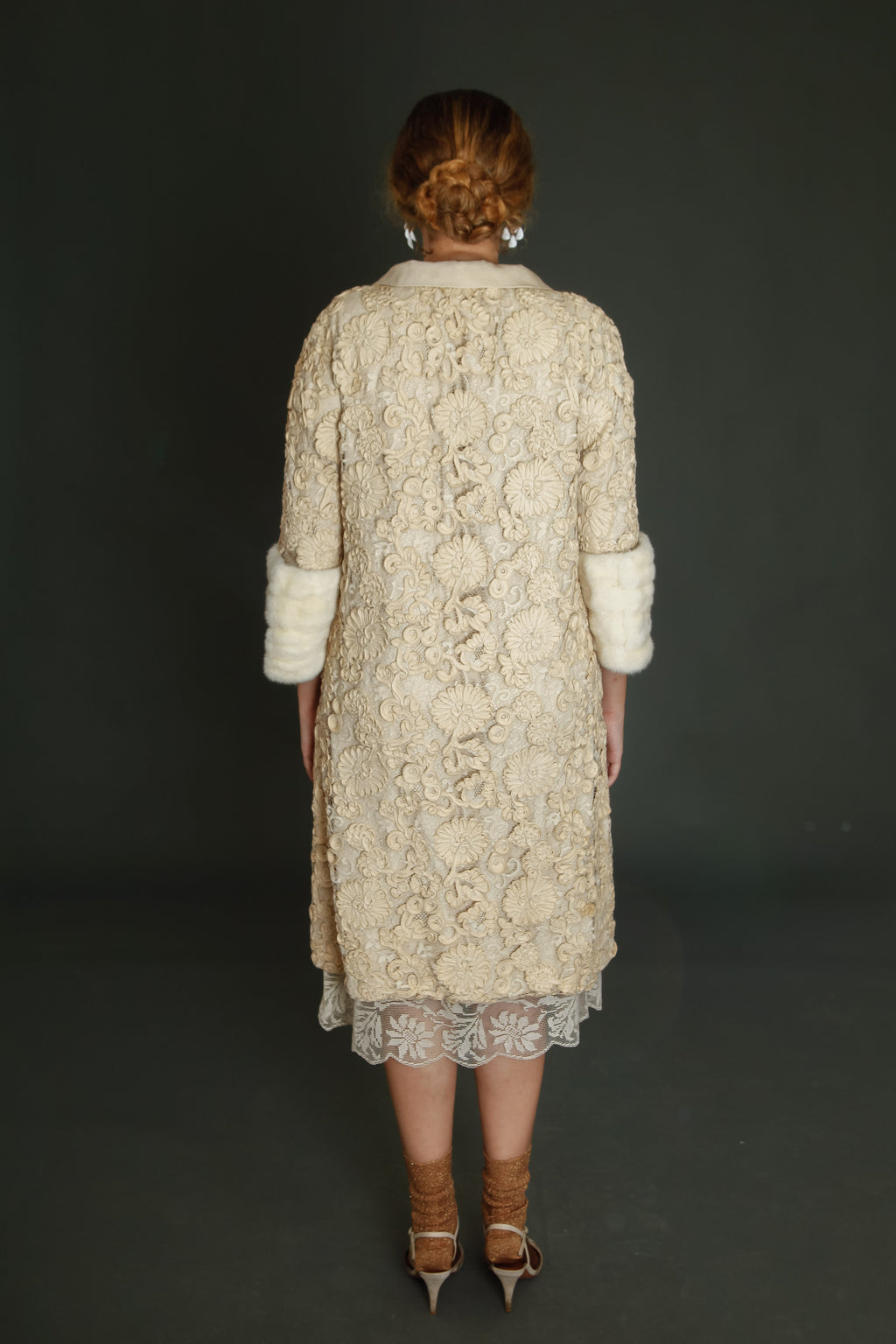 Early 60s Couture Lace Coat with Soutache Embroidery