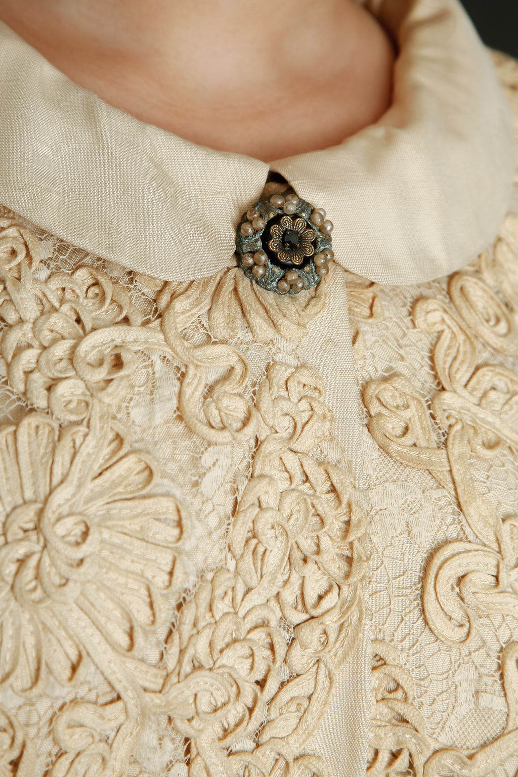 Early 60s Couture Lace Coat with Soutache Embroidery
