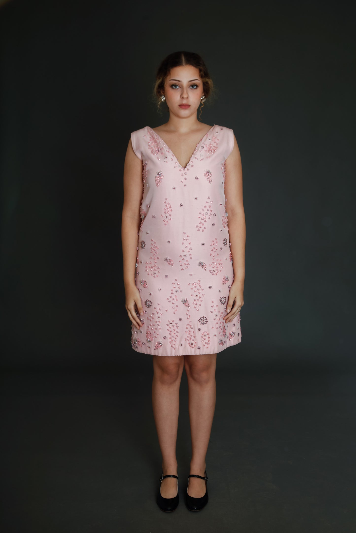 1960 Couture Beaded Silk Mini Dress