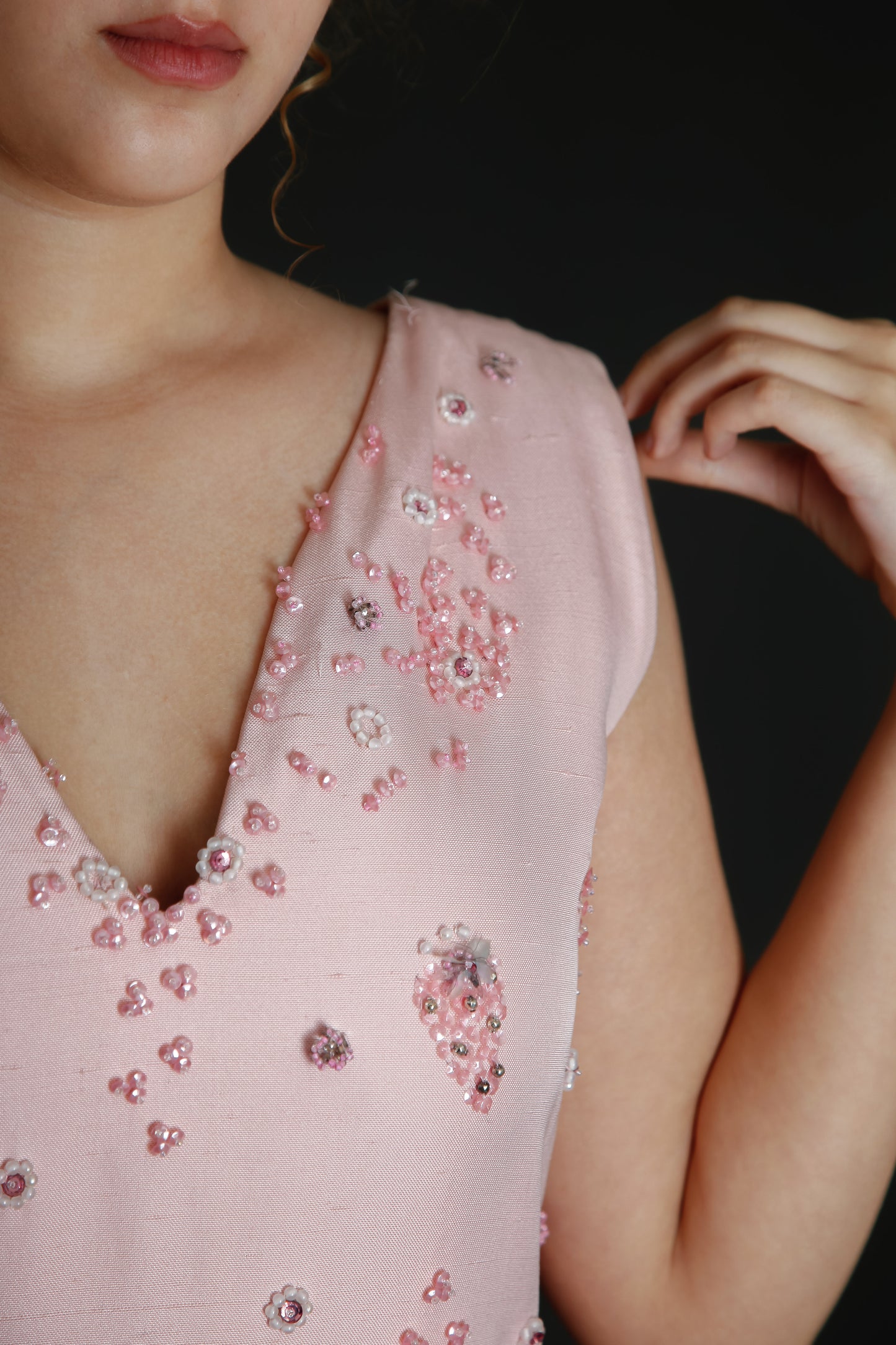 1960 Couture Beaded Silk Mini Dress