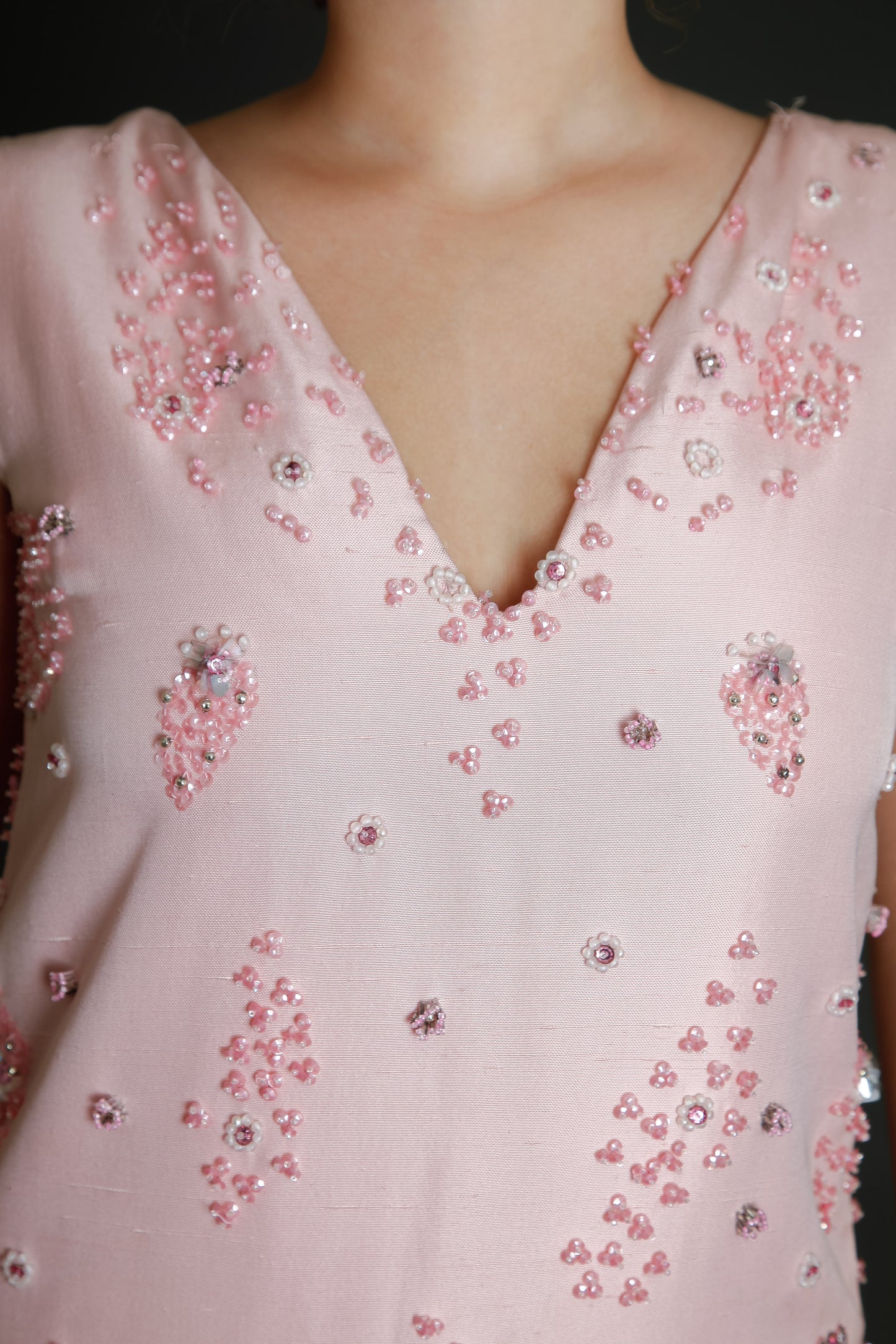 1960 Couture Beaded Silk Mini Dress