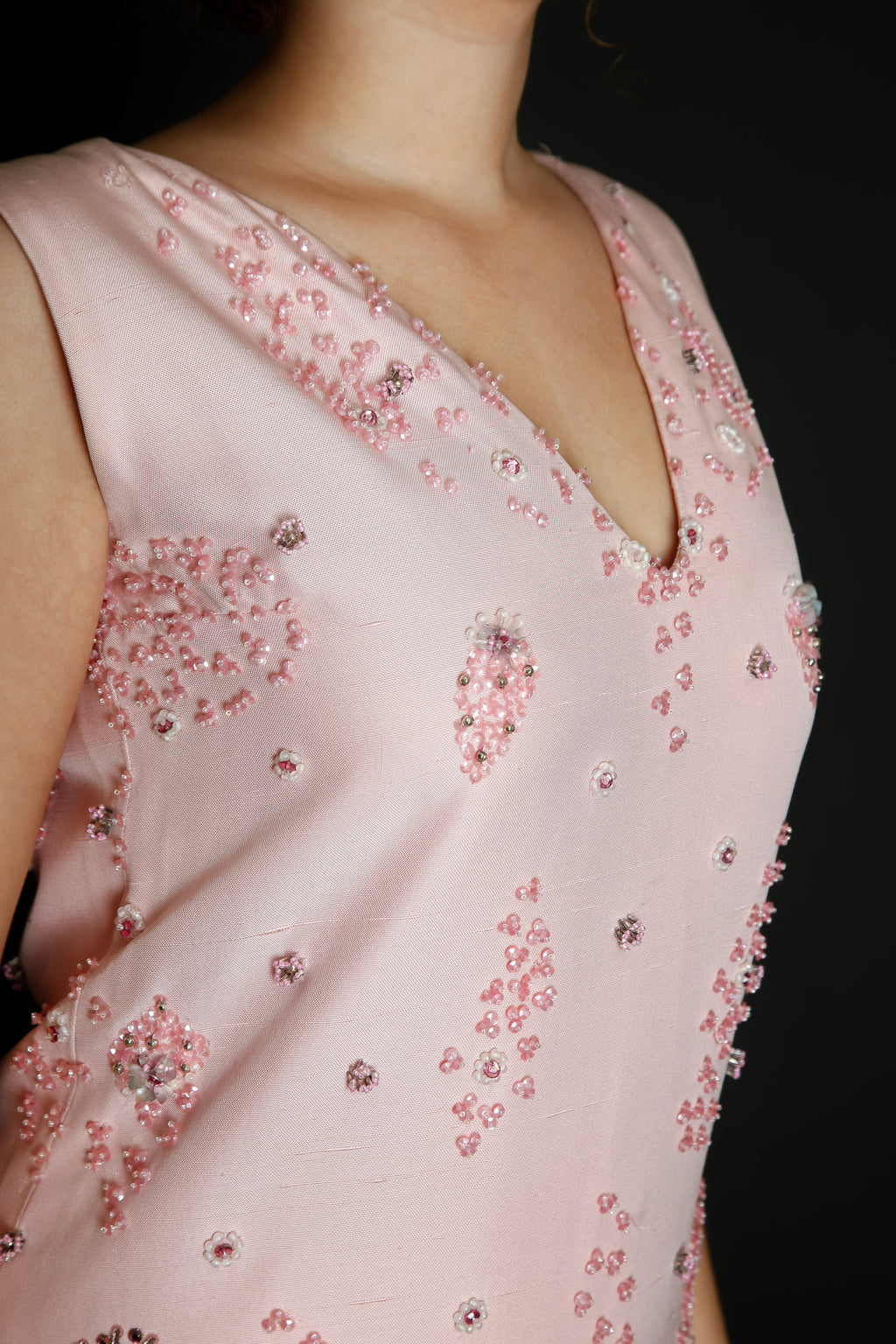1960 Couture Beaded Silk Mini Dress