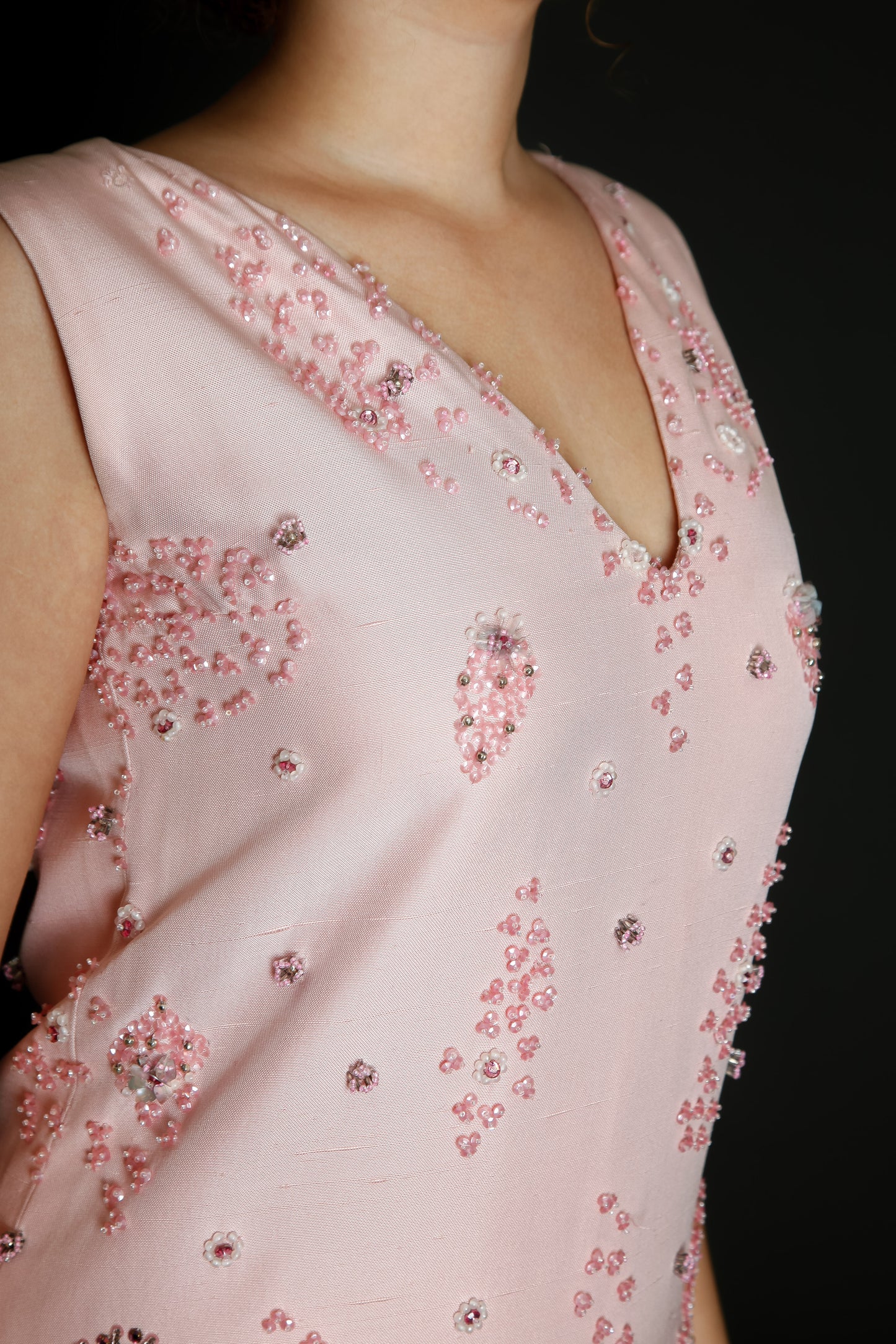 1960 Couture Beaded Silk Mini Dress
