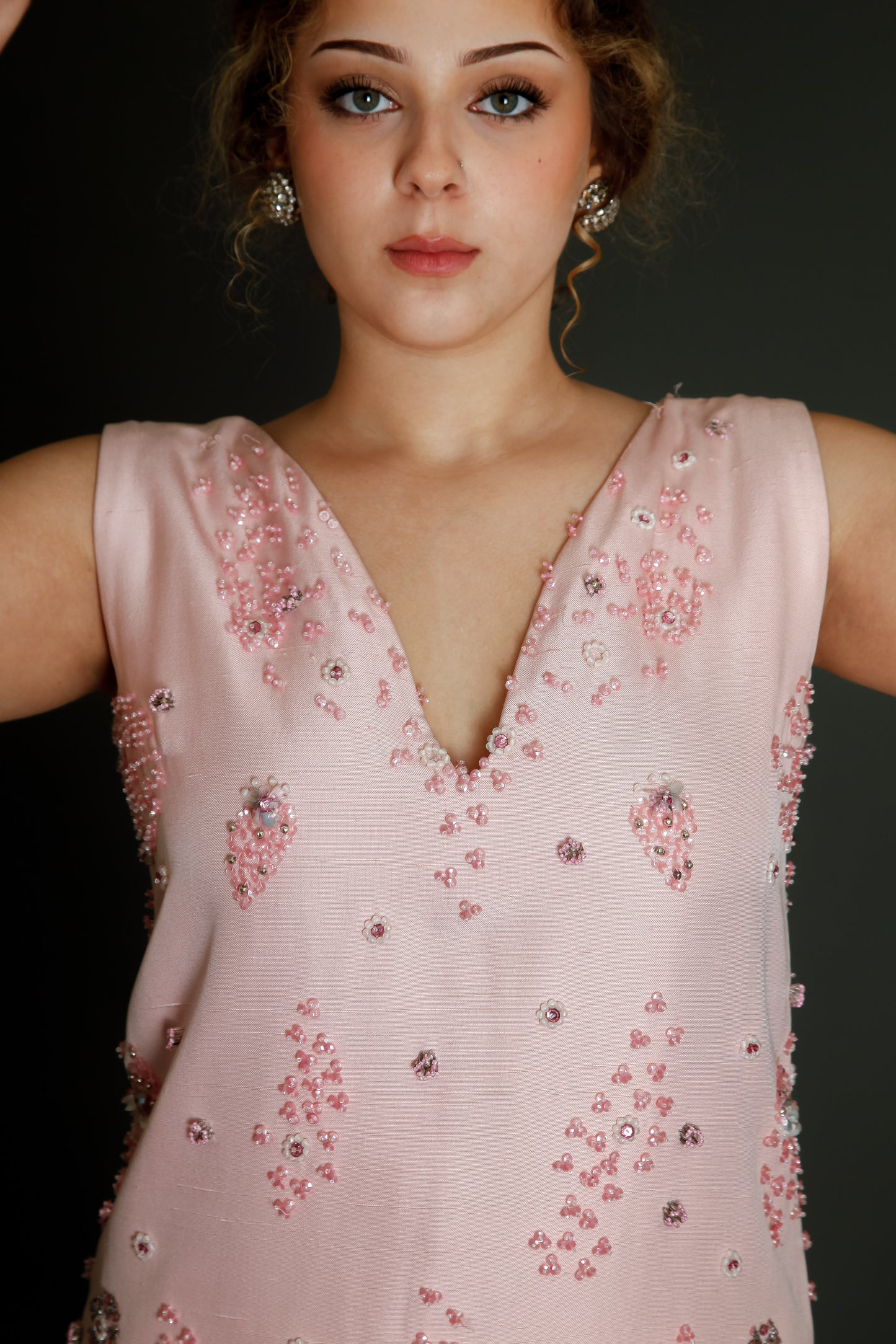 1960 Couture Beaded Silk Mini Dress