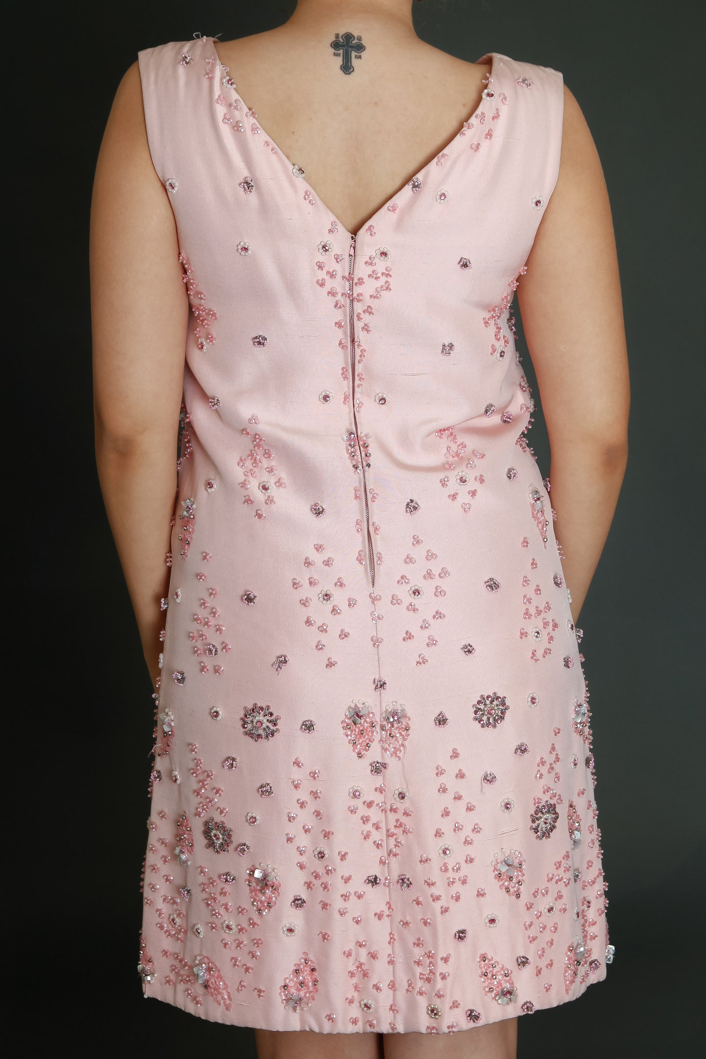 1960 Couture Beaded Silk Mini Dress