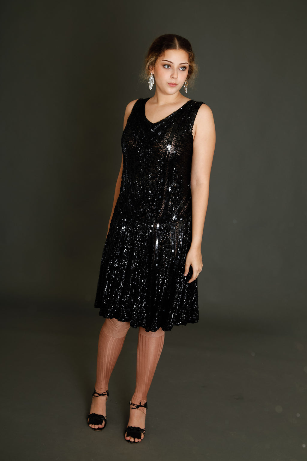 1920 Black Flapper Sequined Dress