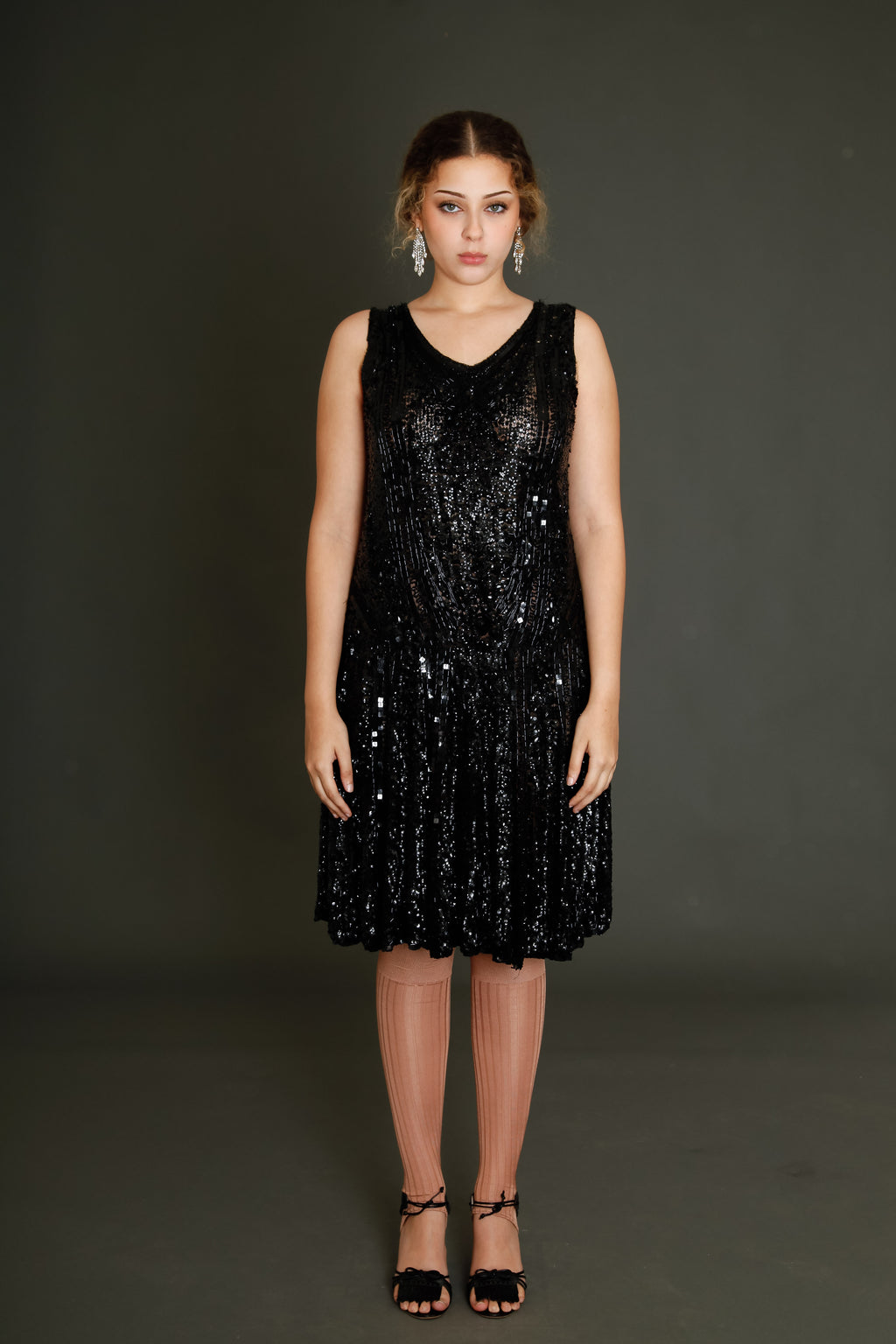 1920 Black Flapper Sequined Dress