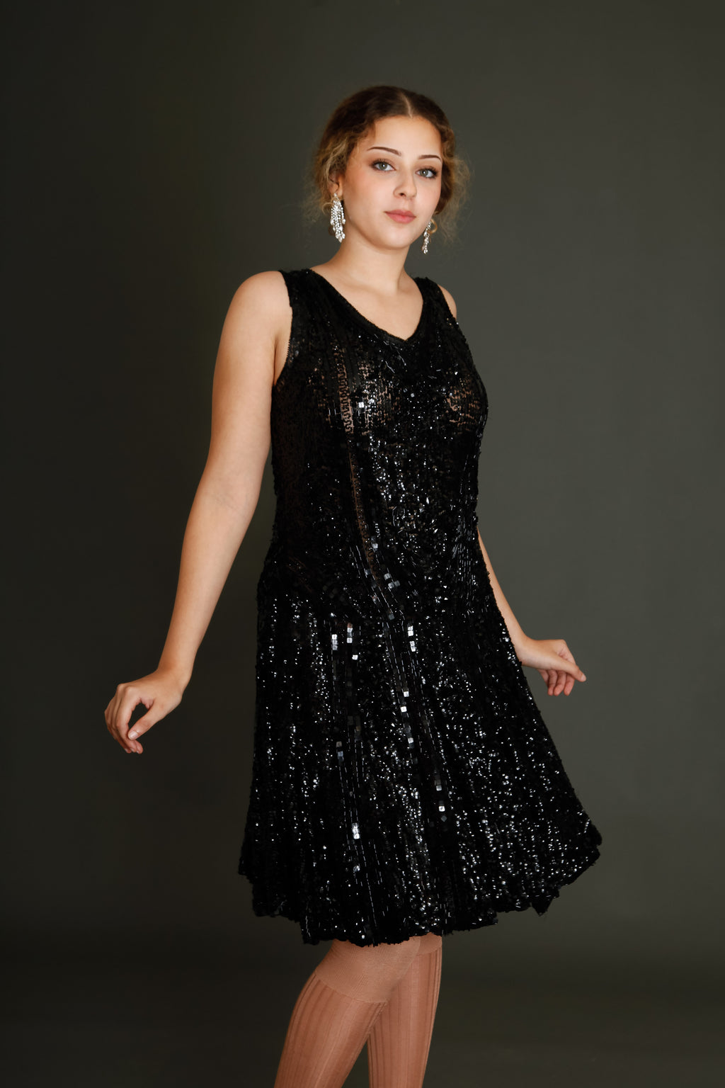 1920 Black Flapper Sequined Dress