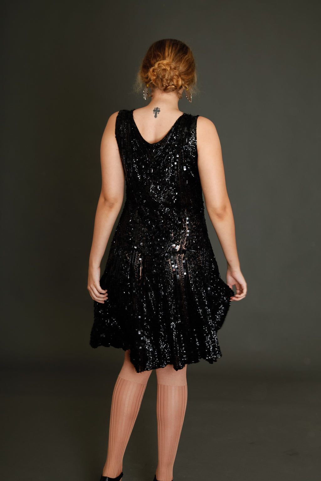 1920 Black Flapper Sequined Dress