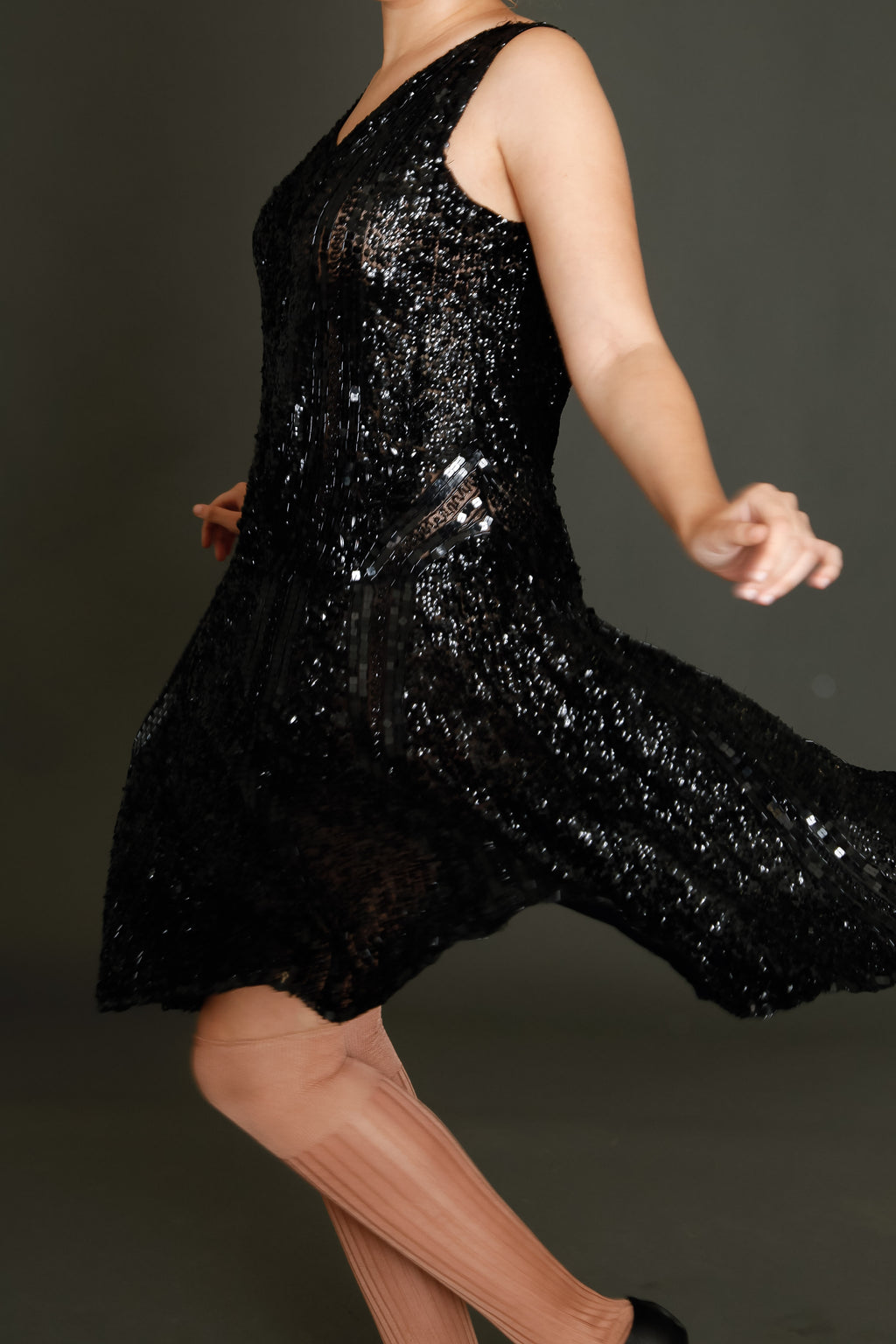 1920 Black Flapper Sequined Dress