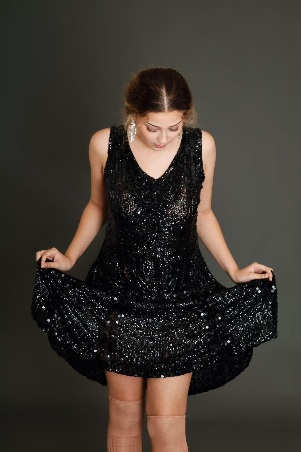 1920 Black Flapper Sequined Dress