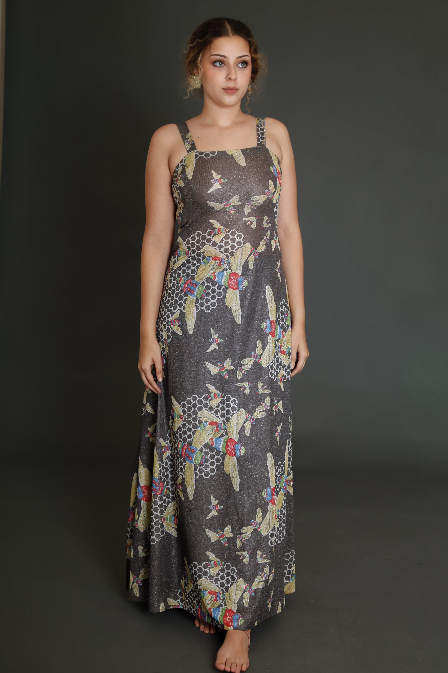 1970 Kisslene Carven Lurex Bees Evening Gown