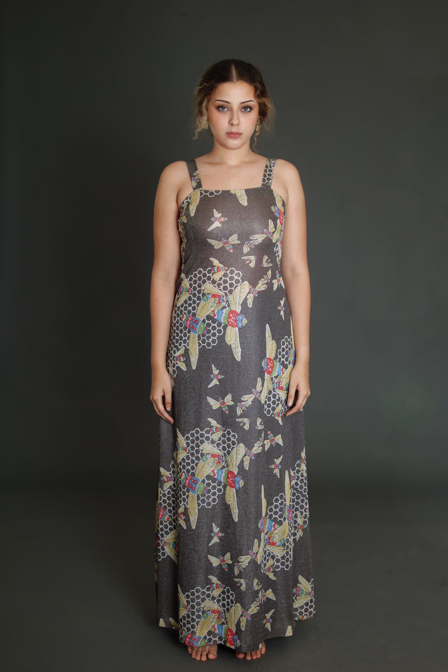 1970 Kisslene Carven Lurex Bees Evening Gown