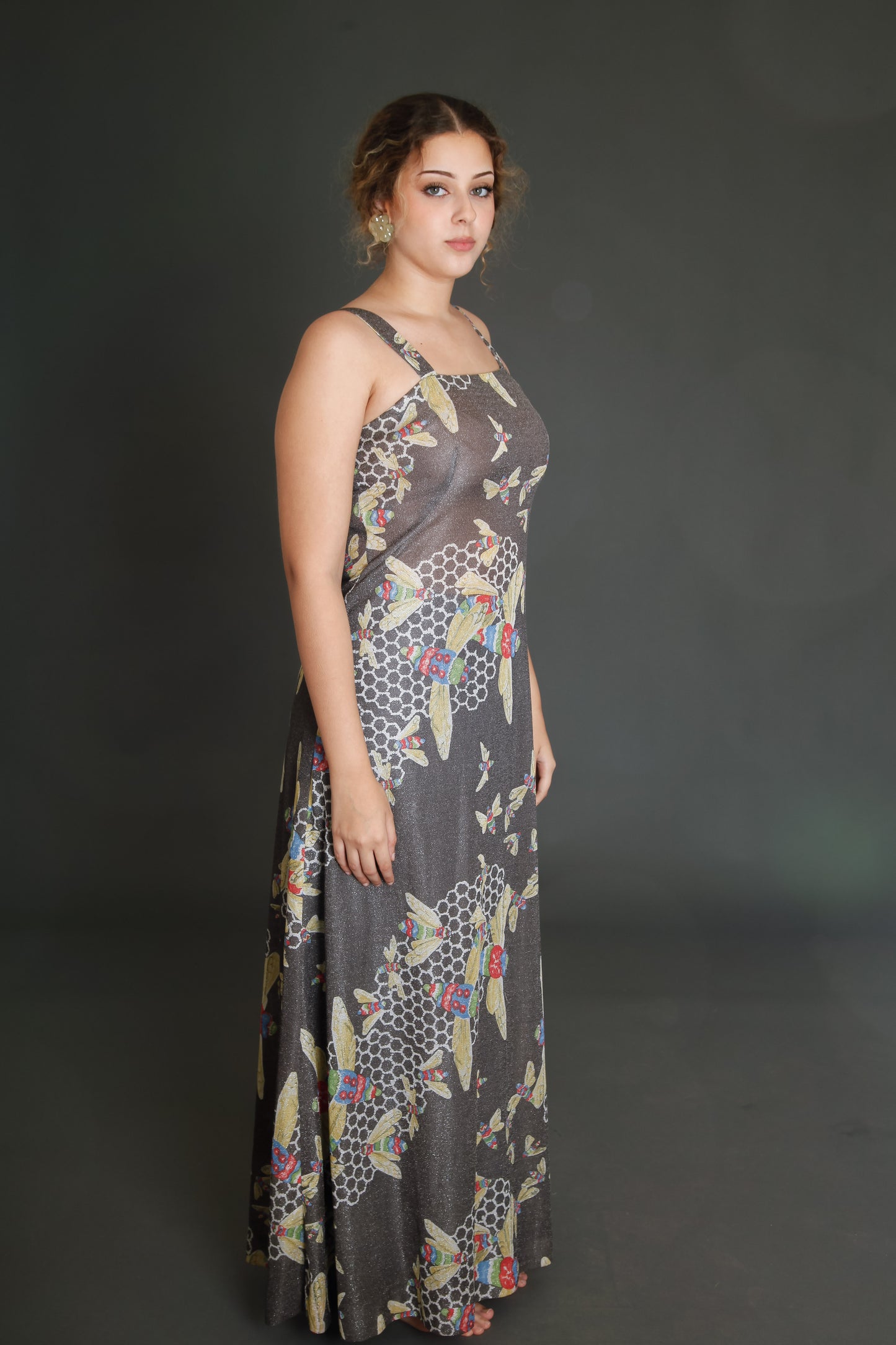1970 Kisslene Carven Lurex Bees Evening Gown