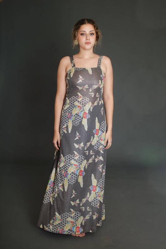 1970 Kisslene Carven Lurex Bees Evening Gown