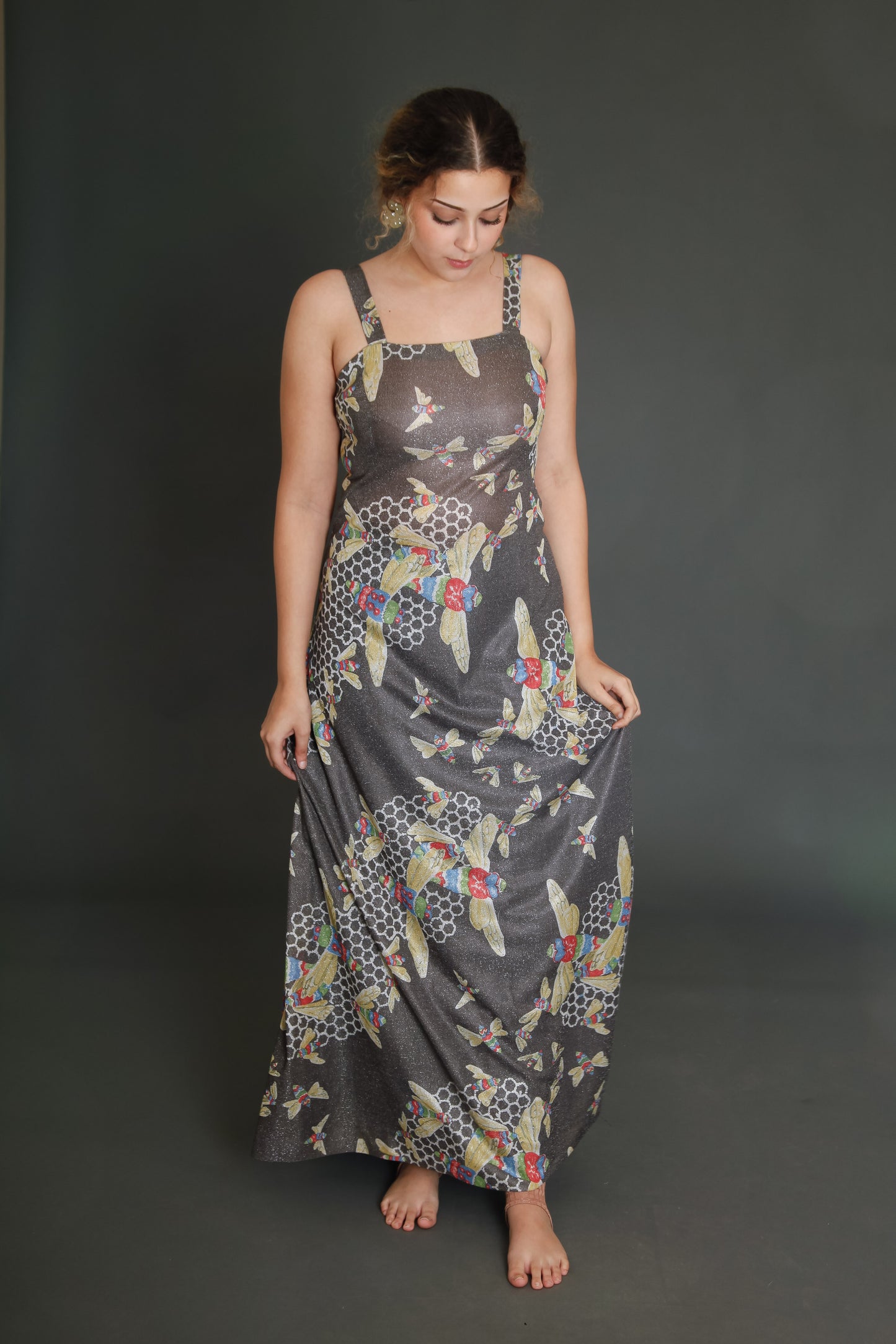 1970 Kisslene Carven Lurex Bees Evening Gown