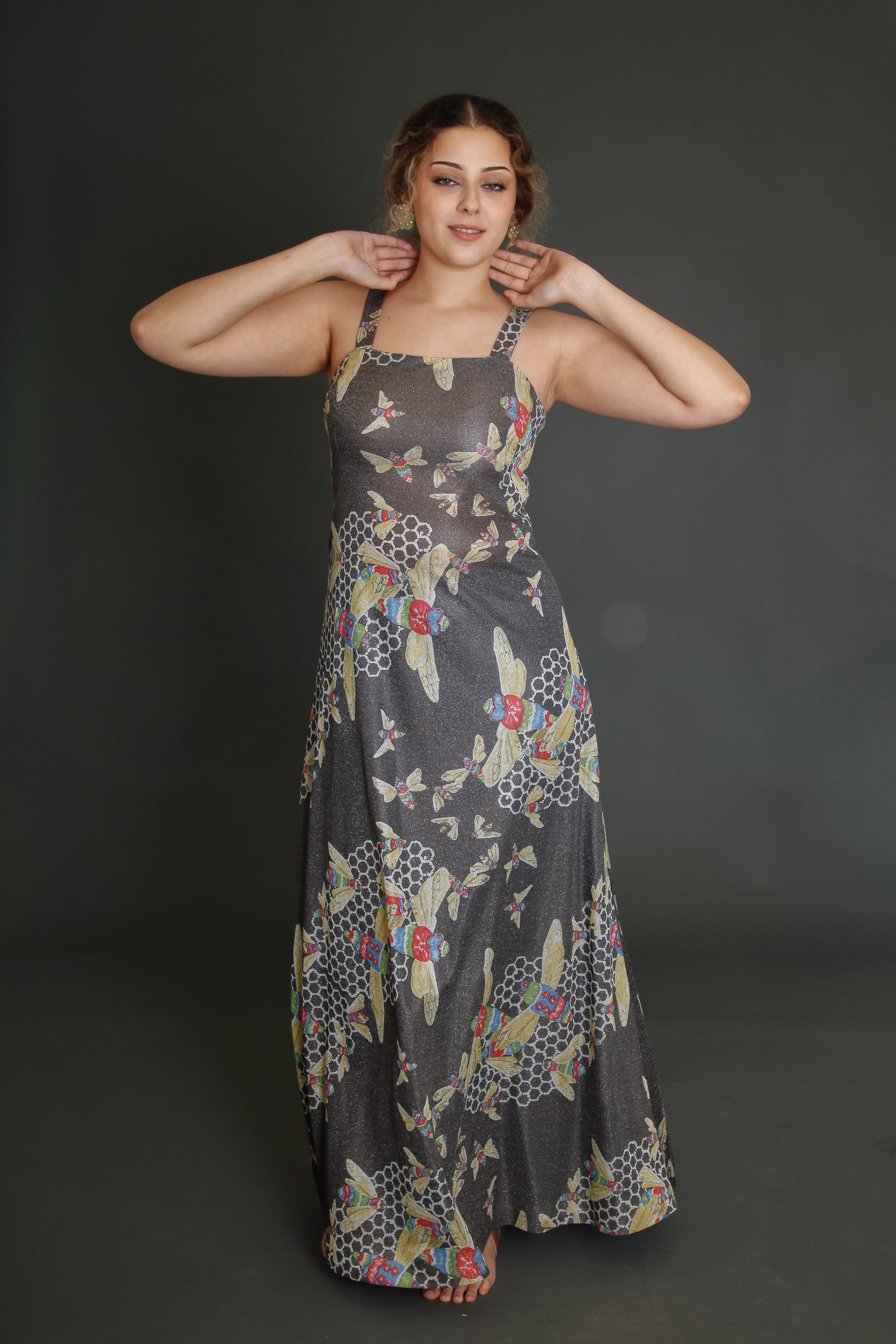 1970 Kisslene Carven Lurex Bees Evening Gown