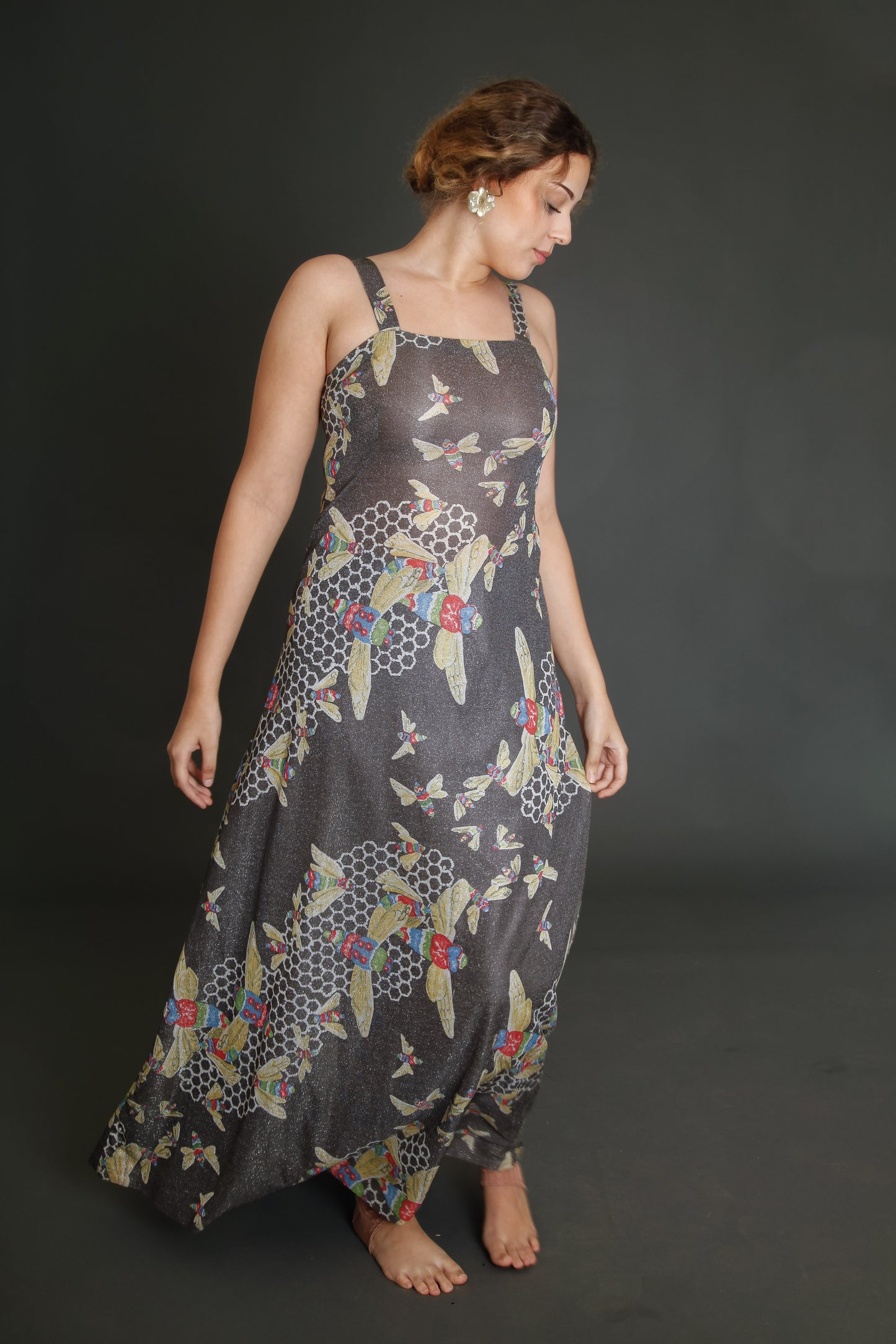 1970 Kisslene Carven Lurex Bees Evening Gown