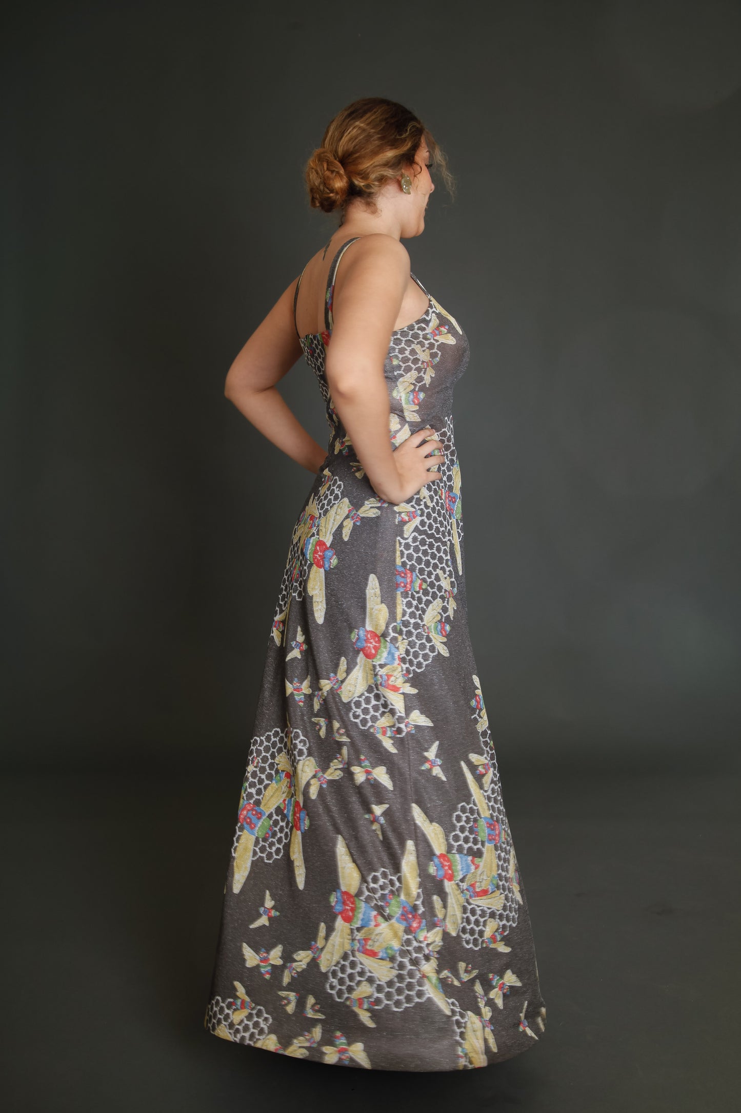 1970 Kisslene Carven Lurex Bees Evening Gown