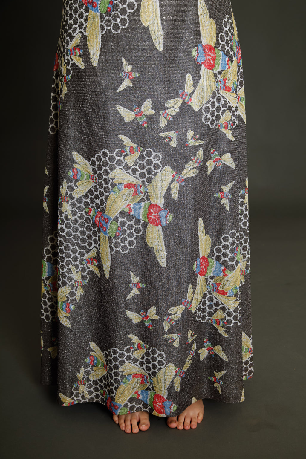1970 Kisslene Carven Lurex Bees Evening Gown